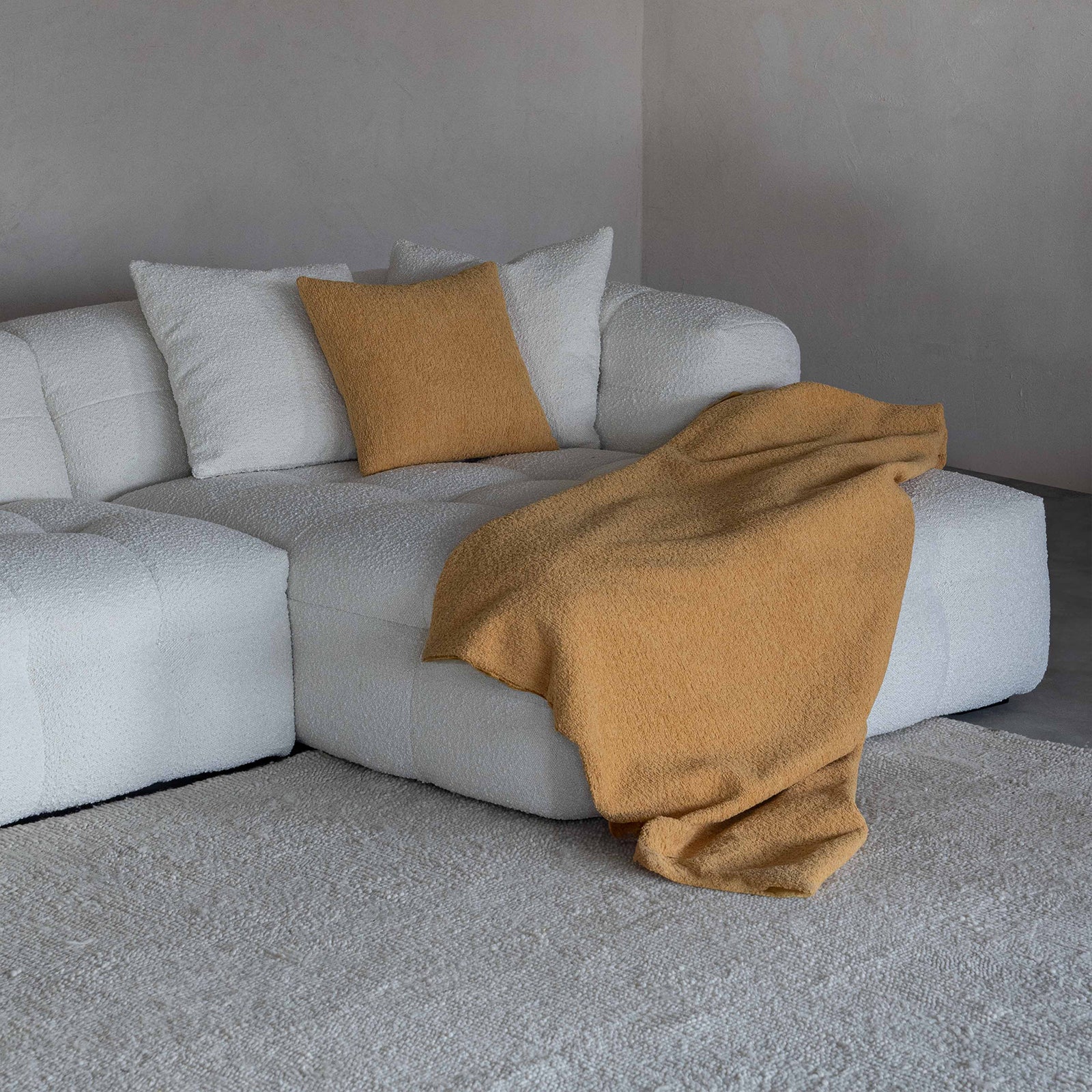 Pina White Boucle Corner & L Shape Sofa - Sofas - WS Living Furniture Furniture Store in Dubai