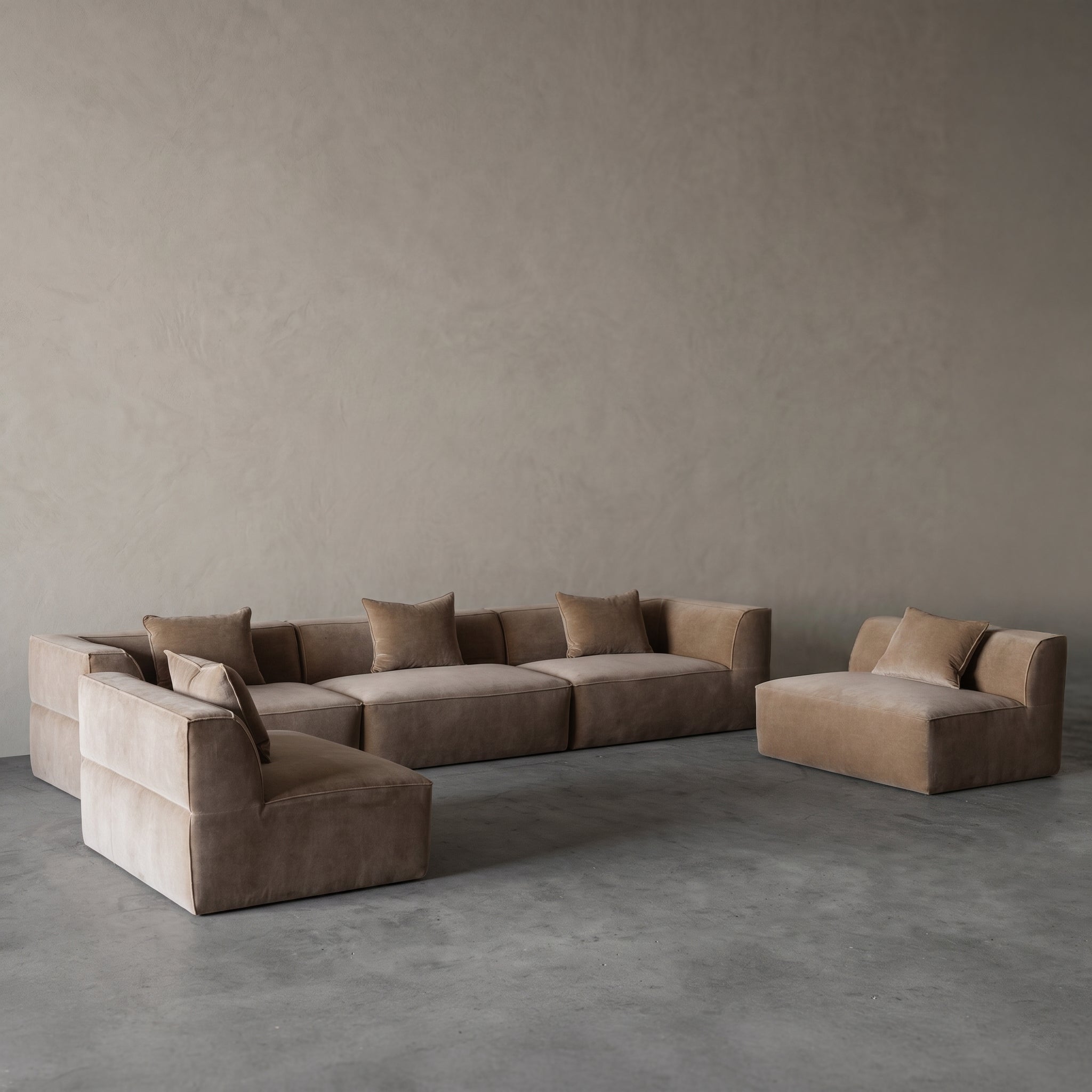 Ezra Modern Velvet Sectional | Modular Sofa - Mustard