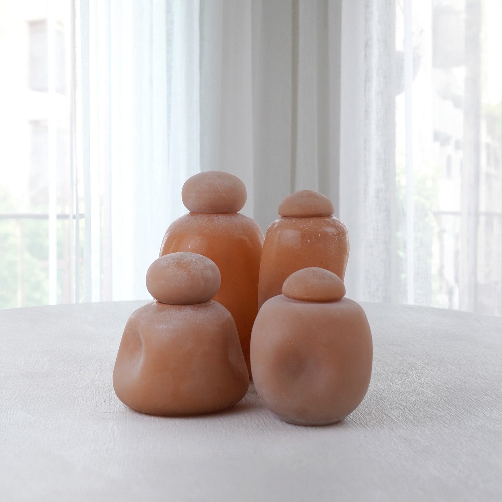 Peach Decorative Glass Vase With Lid - Vase - WS Living Furniture Furniture Store in Dubai
