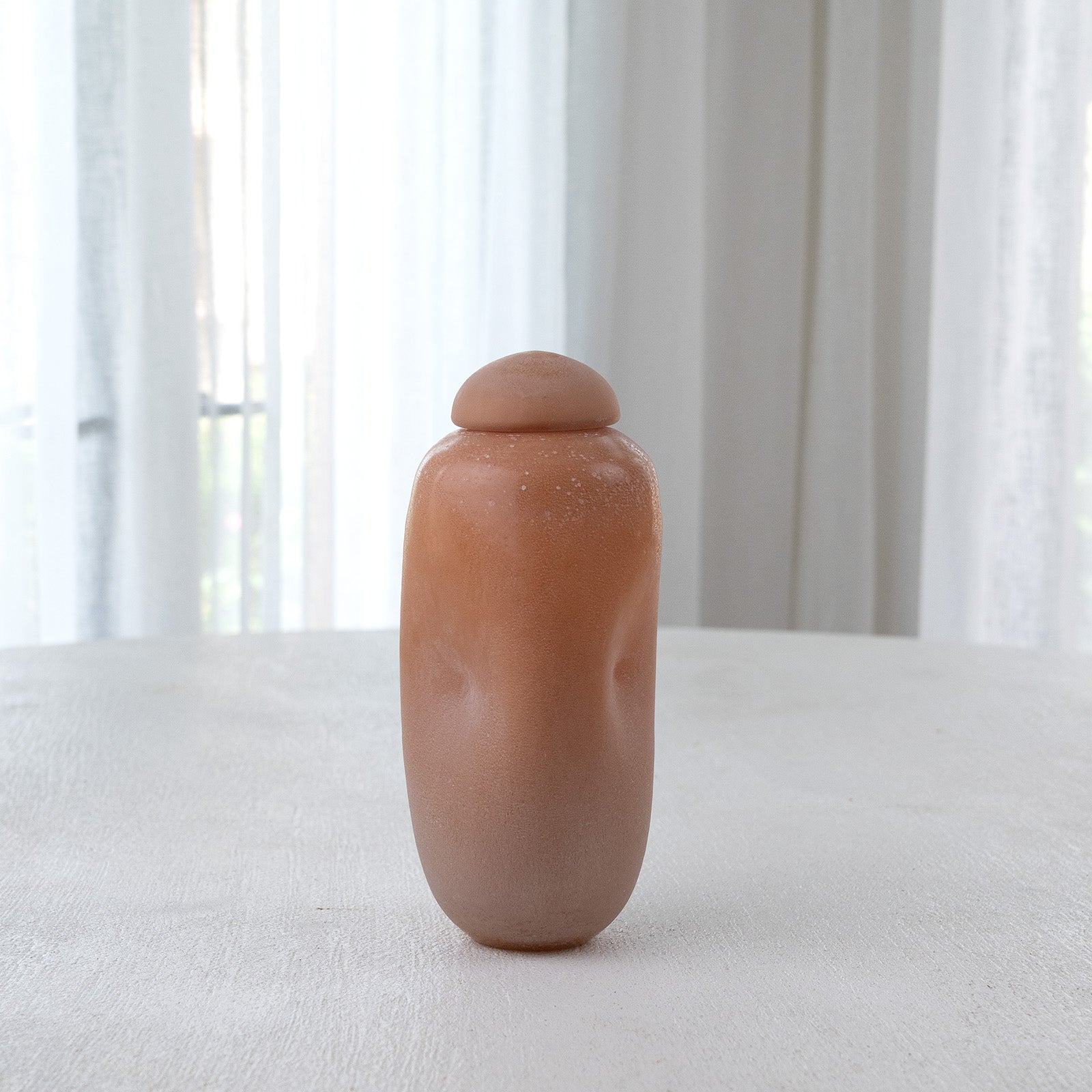 Peach Decorative Glass Vase With Lid - Vase - WS Living Furniture Furniture Store in Dubai