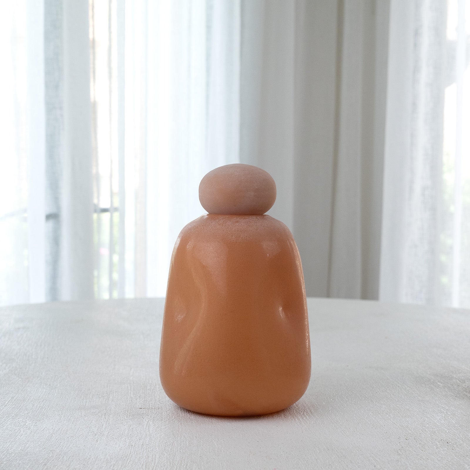 Peach Decorative Glass Vase With Lid - Vase - WS Living Furniture Furniture Store in Dubai
