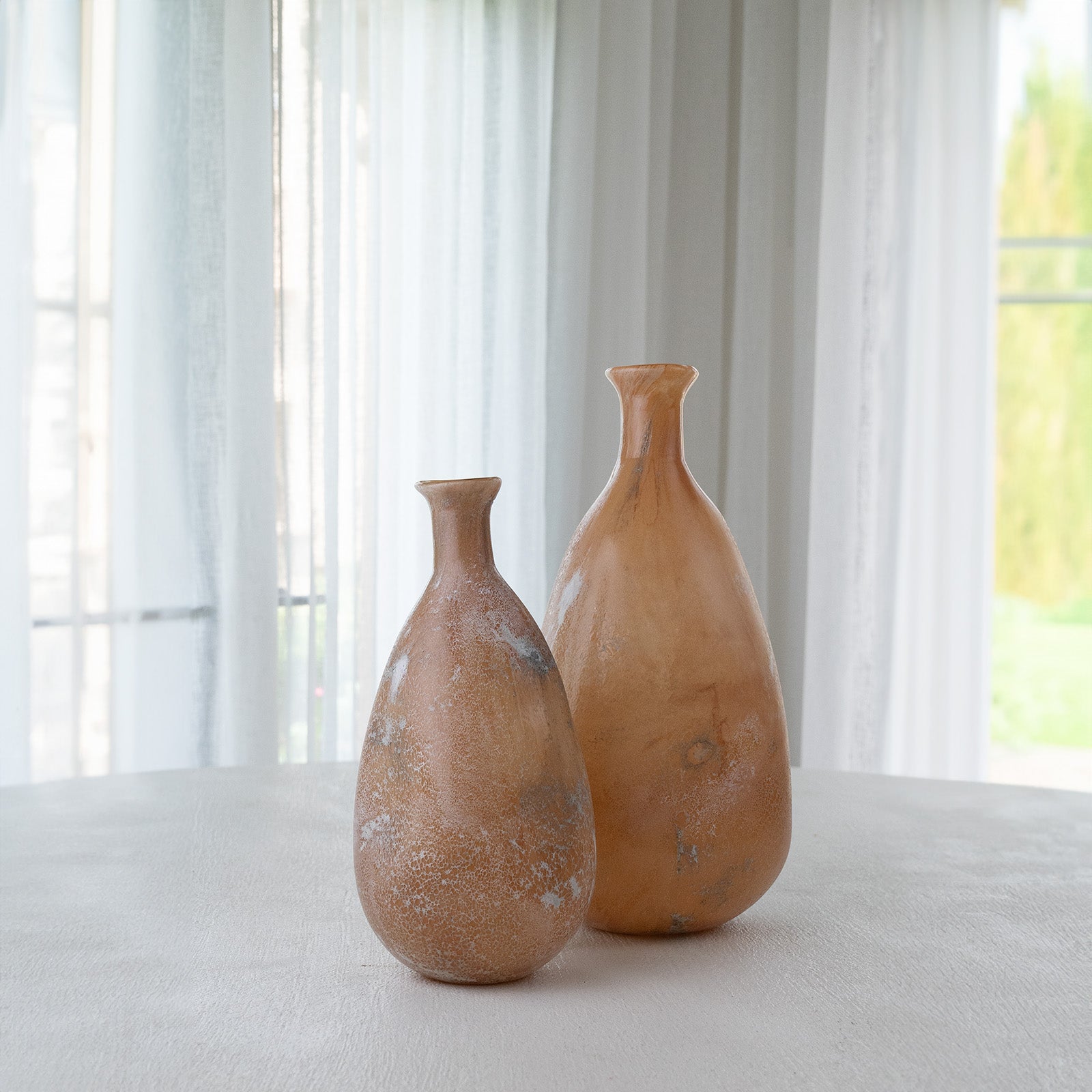 Peach and Cream Decorative Glass Vase Open Top - Vase - WS Living Furniture Furniture Store in Dubai