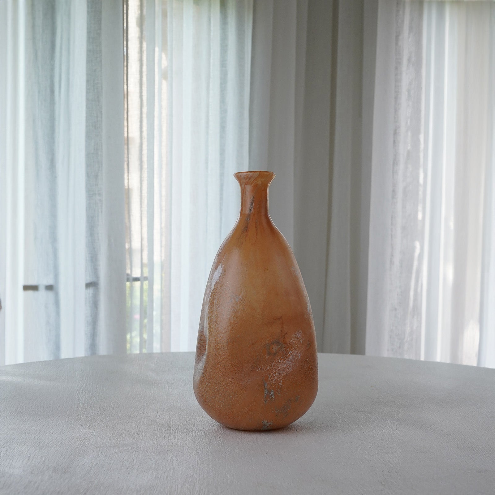 Peach and Cream Decorative Glass Vase Open Top  - WS Living - UAE - Vase Wood and steel Furnitures - Dubai