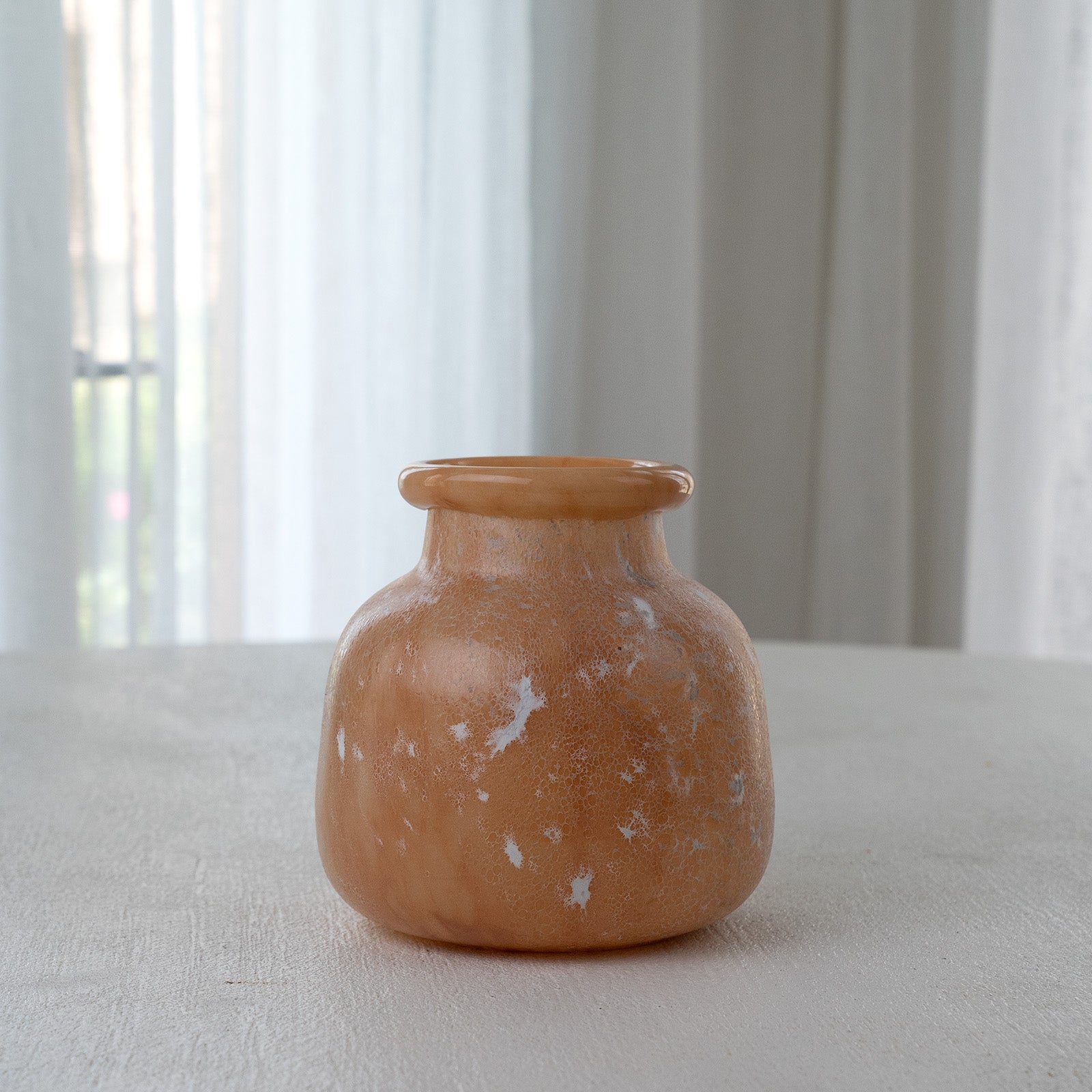 Peach and Cream Round Decorative Glass Vase Open Top - 23RXAU118 - Vase - WS Living - UAE Modern Home Furniture Stores in Dubai
