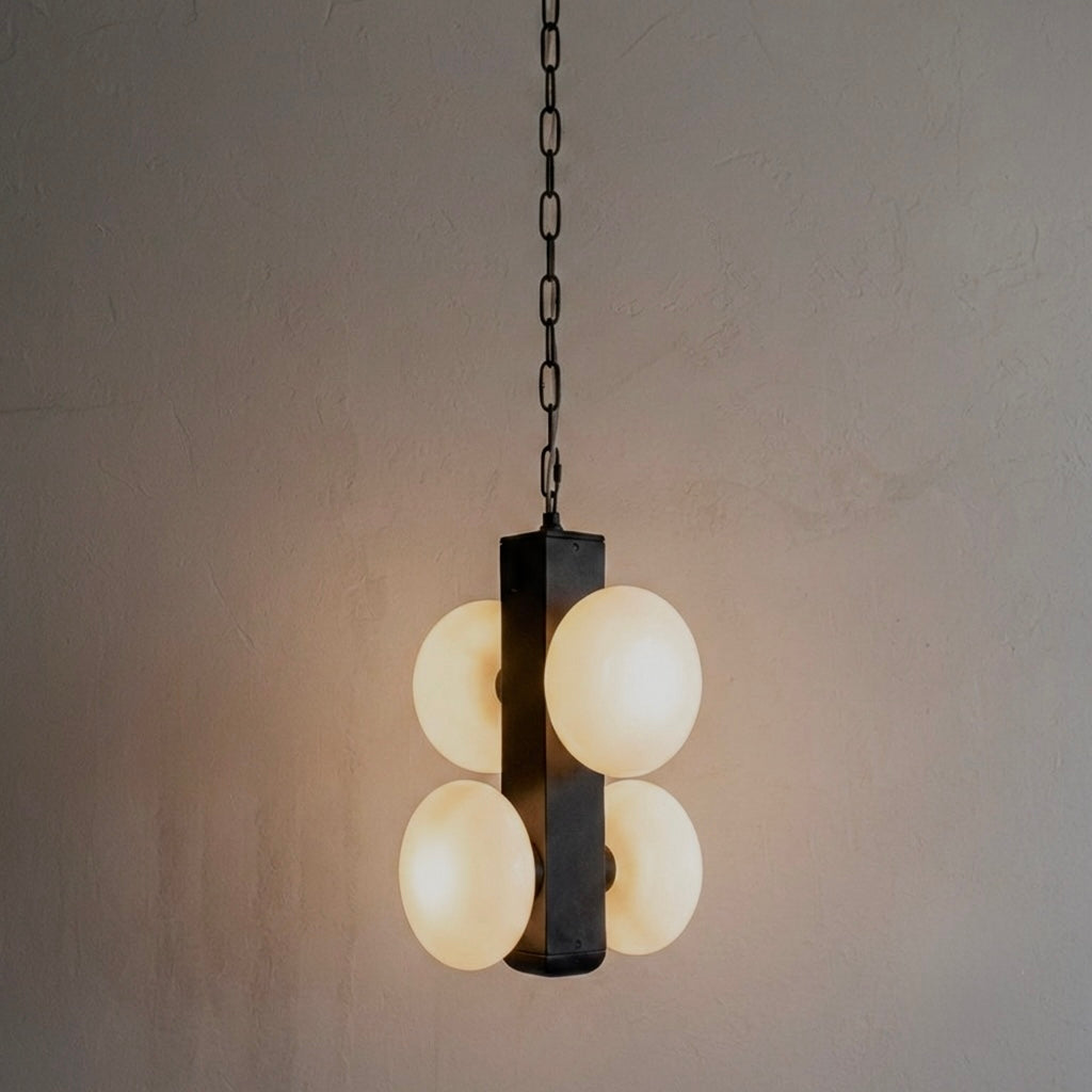 Quadra 4 Heads Black Brass Chandelier | Pendant Light