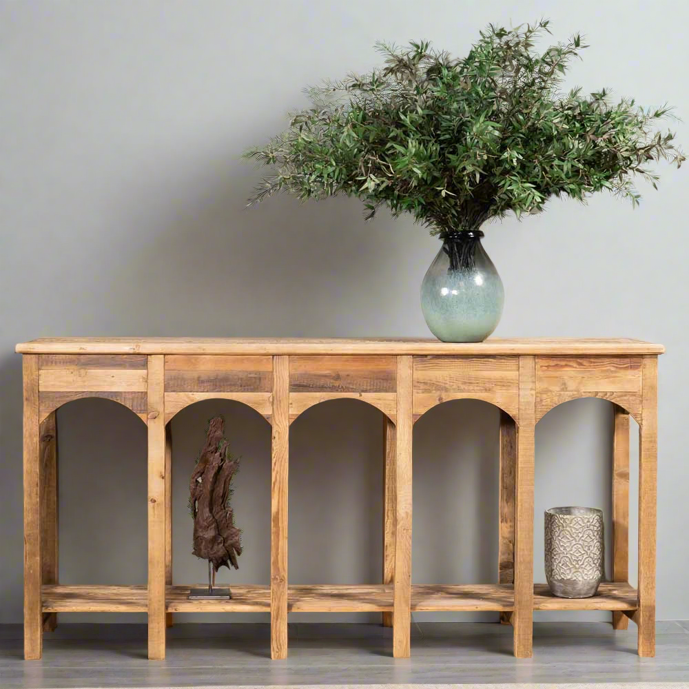 Andalus Long Arched Wood Console Table - Consoles - WS Living - UAE Modern Home Furniture Stores in Dubai