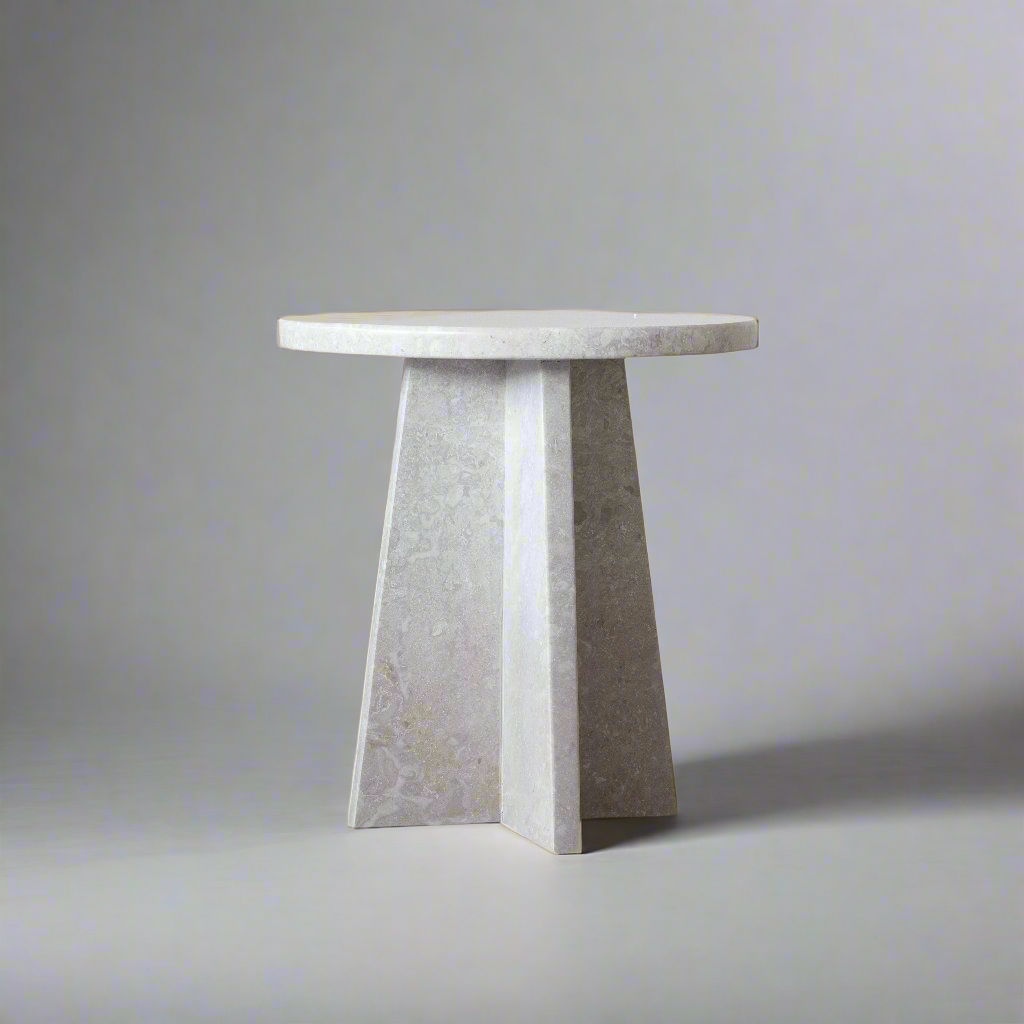 Athens Natural Marble Side Table | Accent End Table - Side Table - WS Living Furniture Furniture Store in Dubai