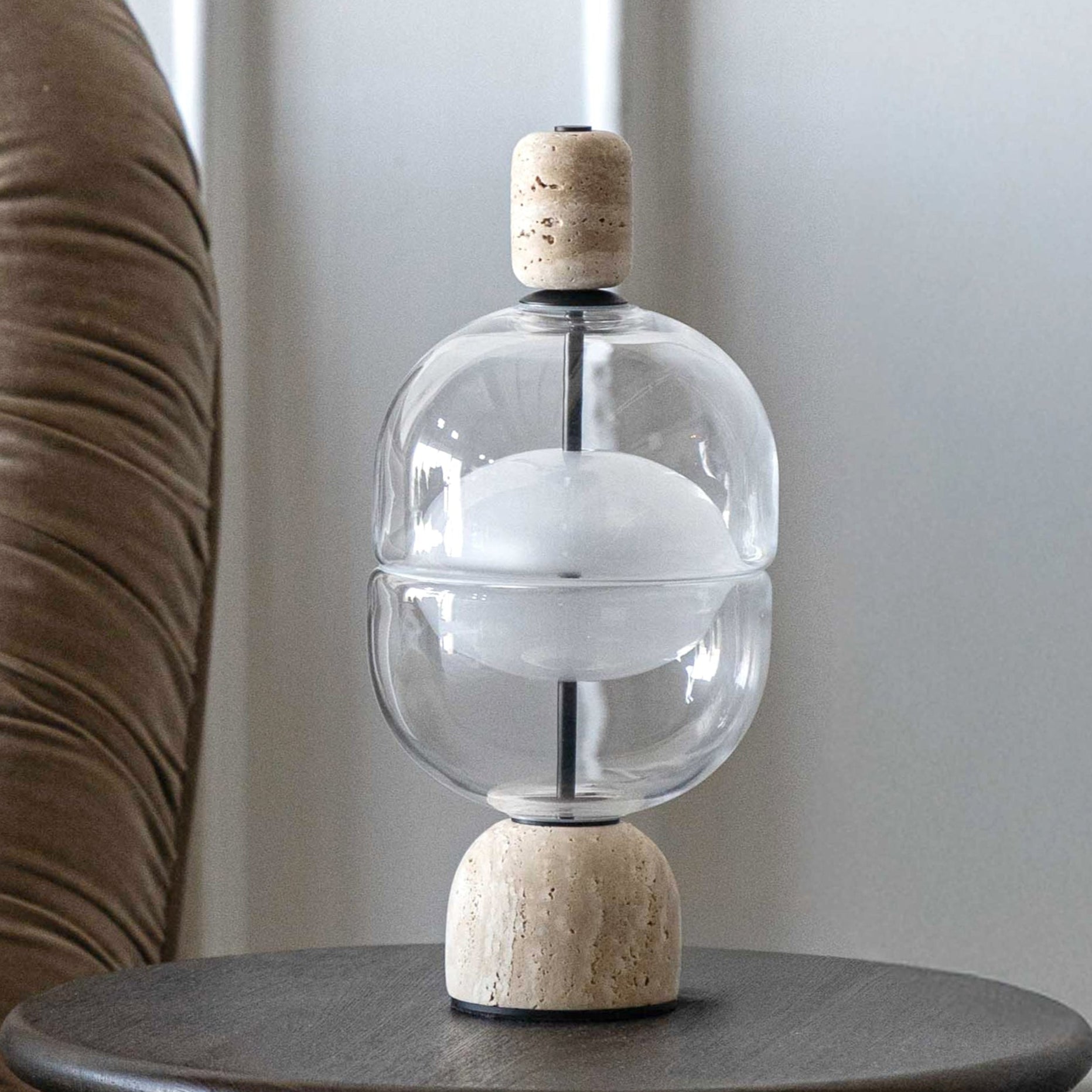 Alara Travertine Marble Modern Table Lamp - Table Lamps - WS Living Furniture Furniture Store in Dubai
