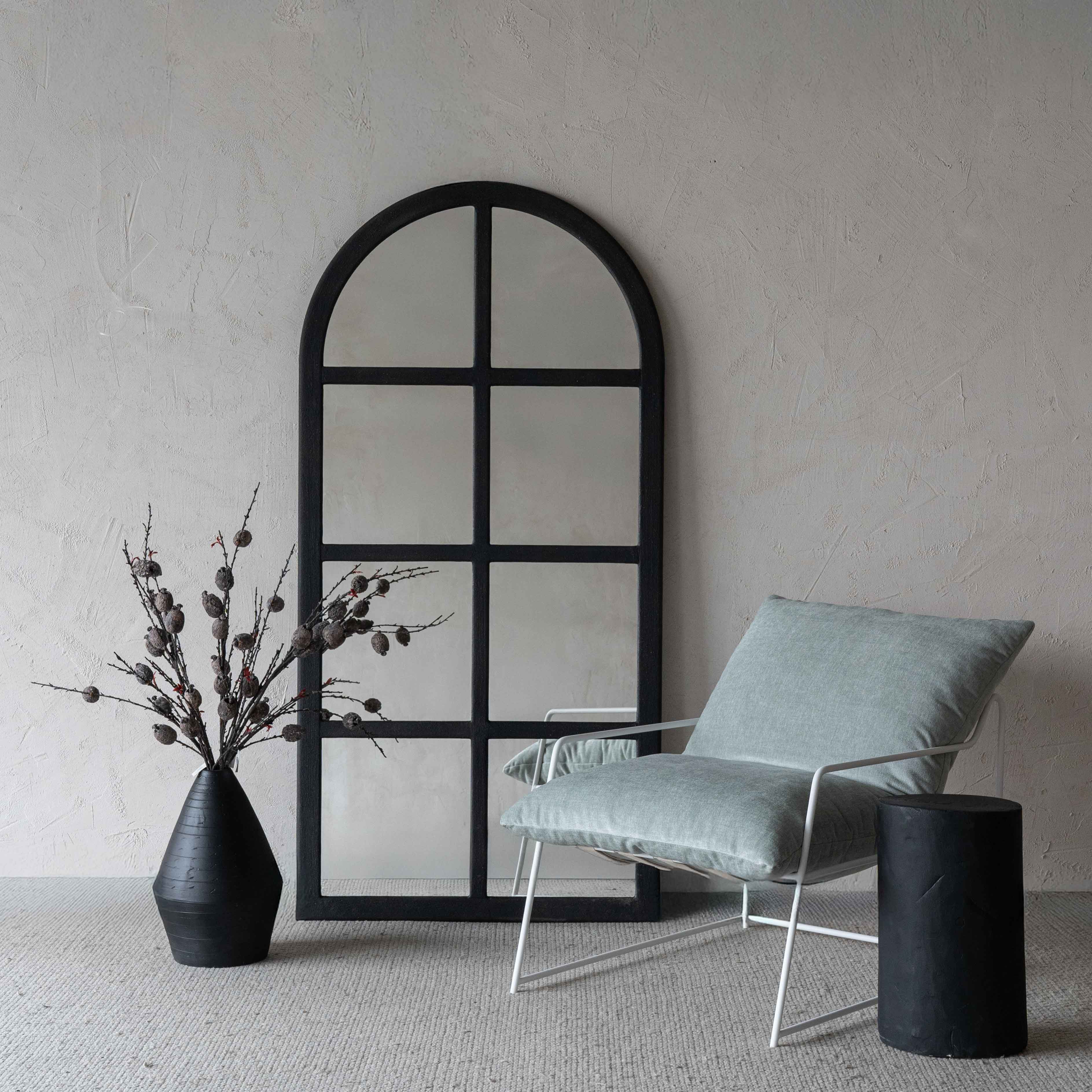 Luna Black Curve Alaska Wood Arch Full Length Floor Mirror - Mirrors - WS Living Furniture Furniture Store in Dubai