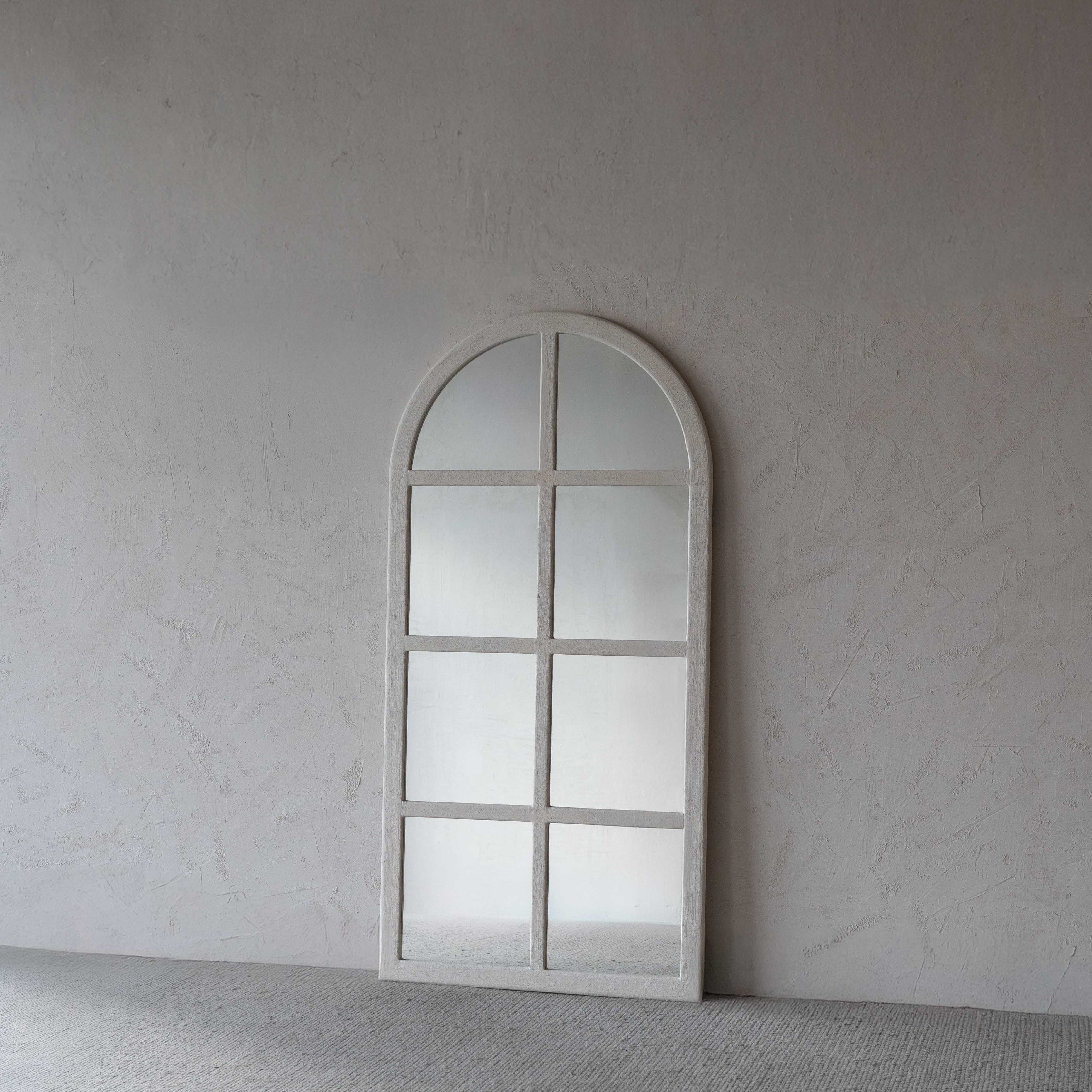 Luna White Curve Alaska Wood Full Length Floor Mirror - Mirrors - WS Living Furniture Furniture Store in Dubai