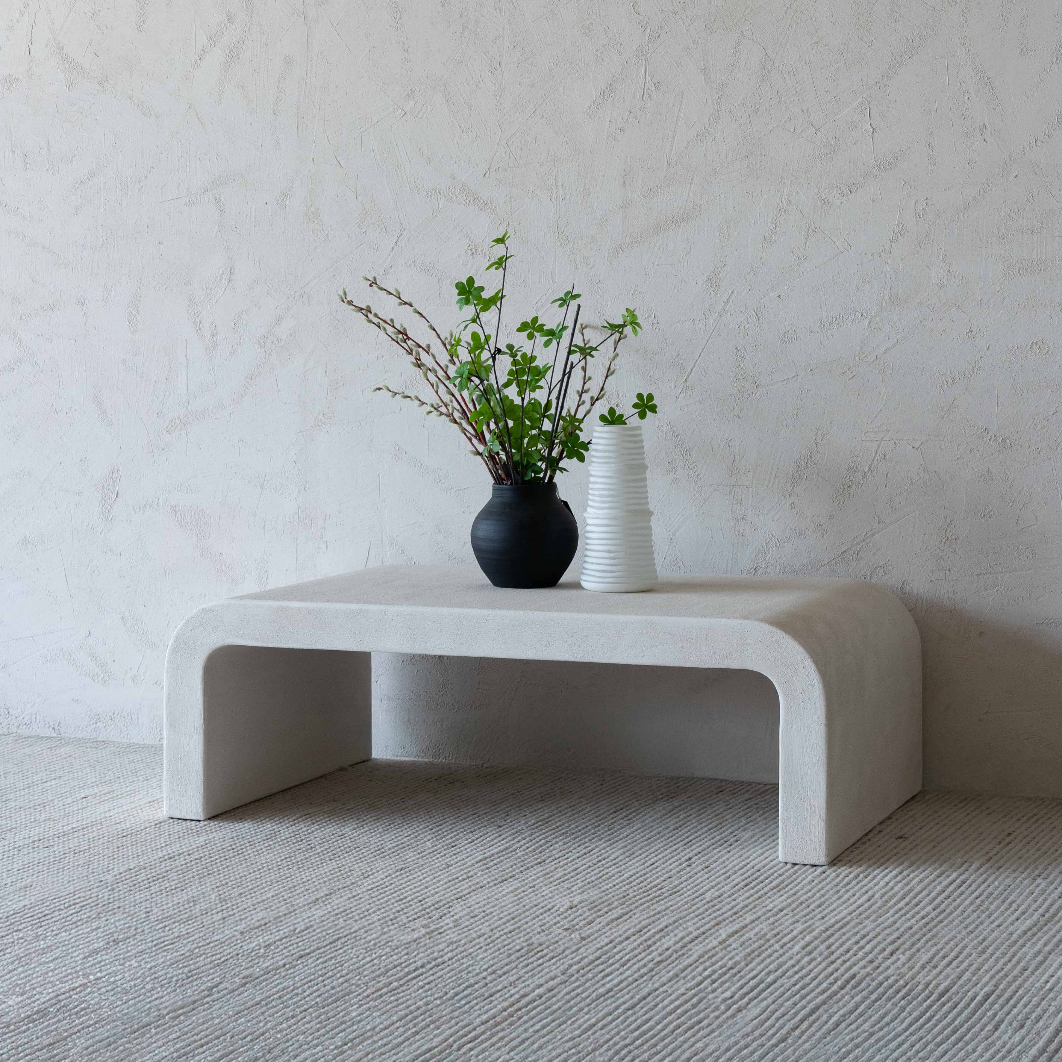 Alaska Wood Curve Arch Edge White Coffee Table - Coffee Tables - WS Living Furniture  Furniture Store in Dubai