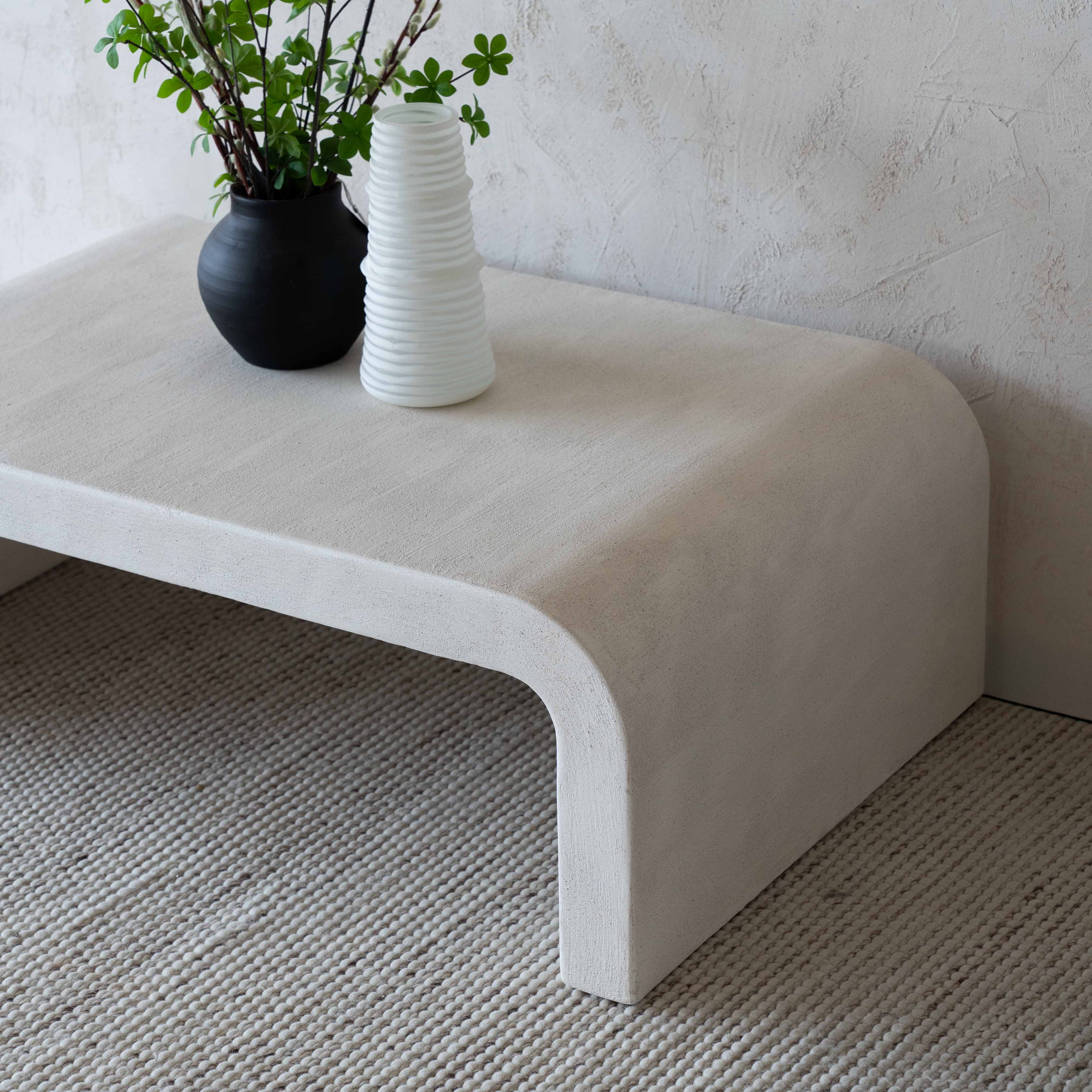 Alaska Wood Curve Arch Edge White Coffee Table - Coffee Tables - WS Living Furniture  Furniture Store in Dubai