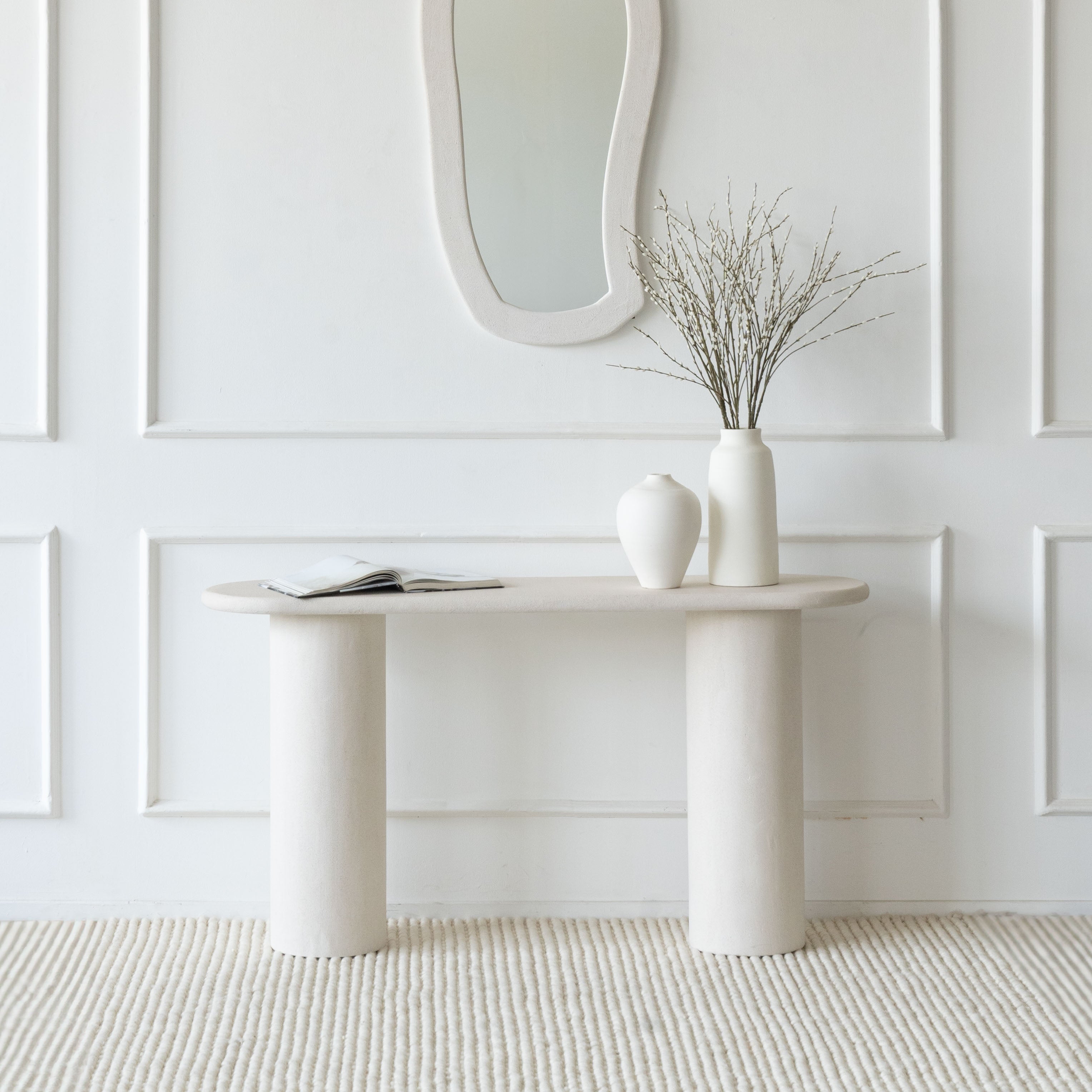 Alaska White Wood Oval Console - Consoles - WS Living Furniture  Furniture Store in Dubai