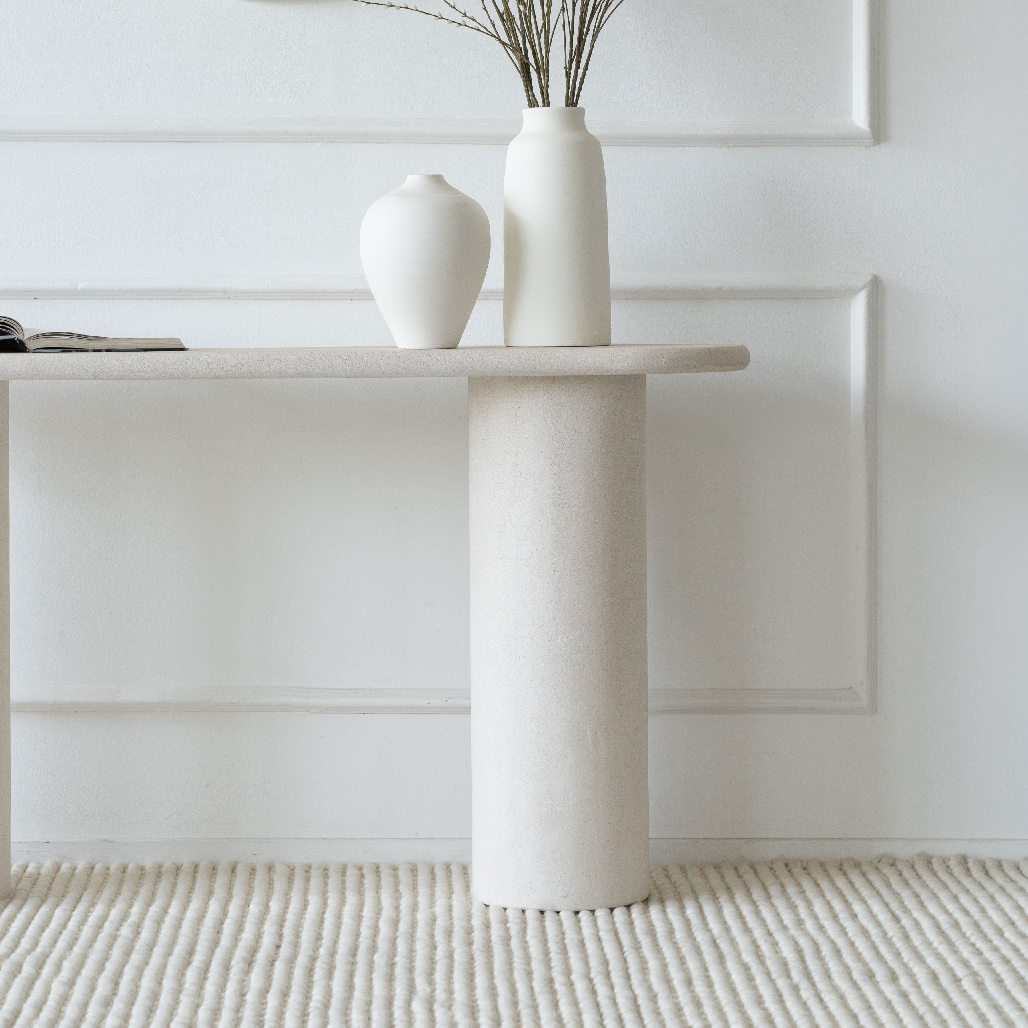 Alaska White Wood Oval Console - Consoles - WS Living Furniture  Furniture Store in Dubai