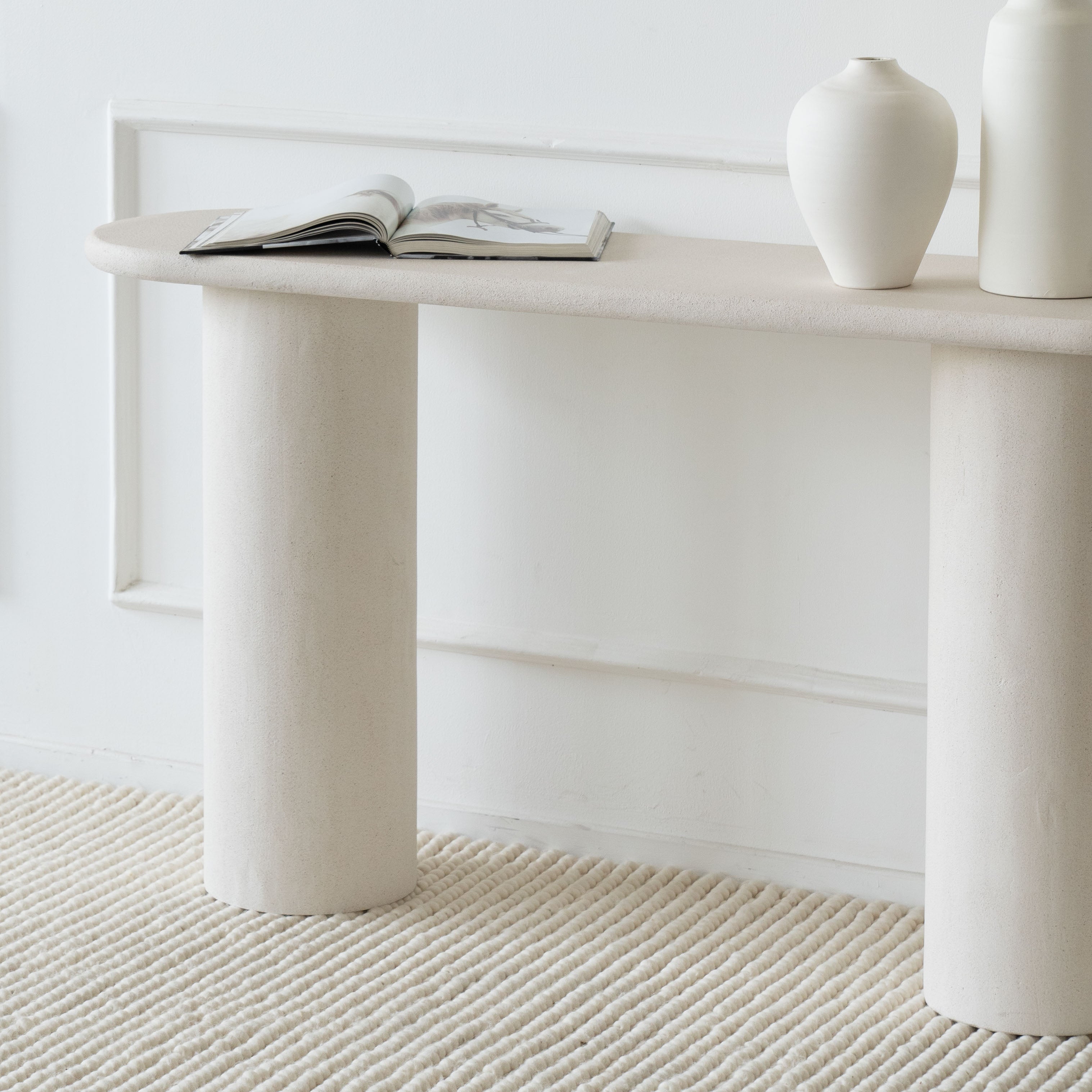 Alaska White Pine Wood Oval Console - Consoles - WS Living - UAE Modern Home Furniture Stores in Dubai