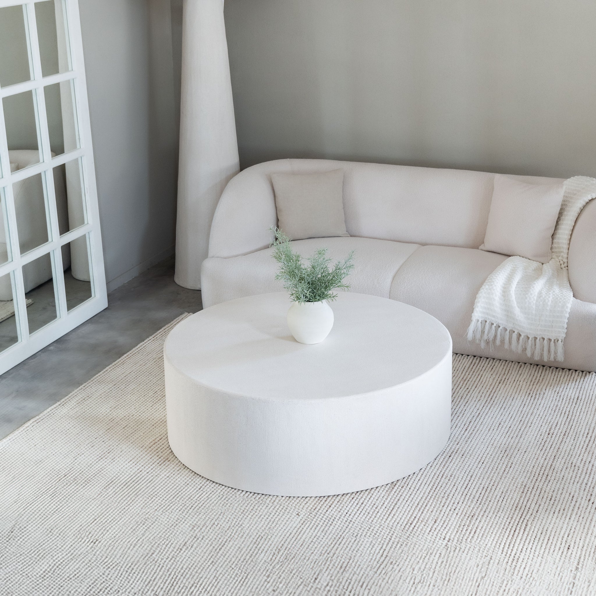 Alaska Cylindrical Coffee TableWhite Wood Coffee Table WS LIVING UAE