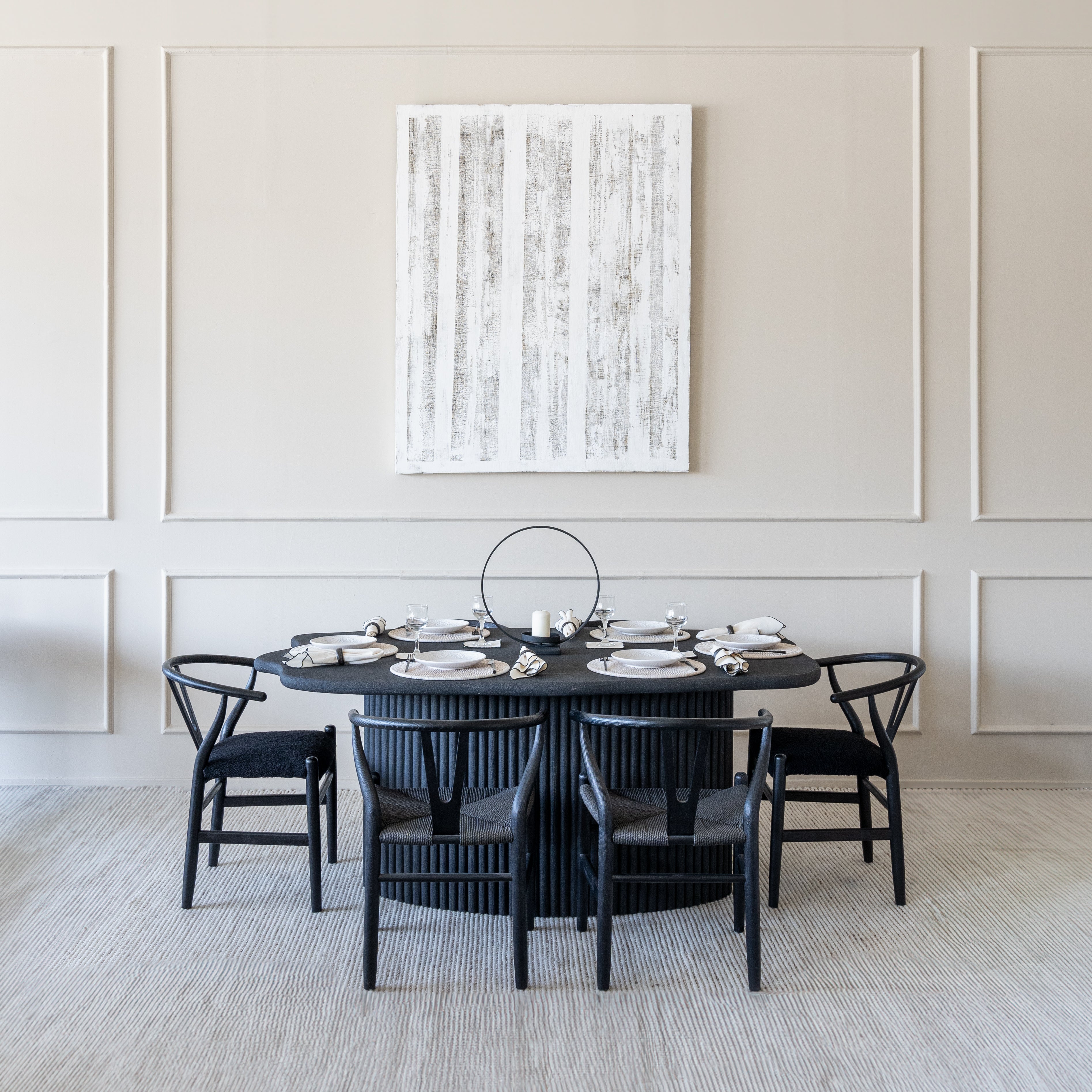 Alaska Dining Table Fluted Base / Edge Top - Black - - WS Living Furniture Furniture Store in Dubai