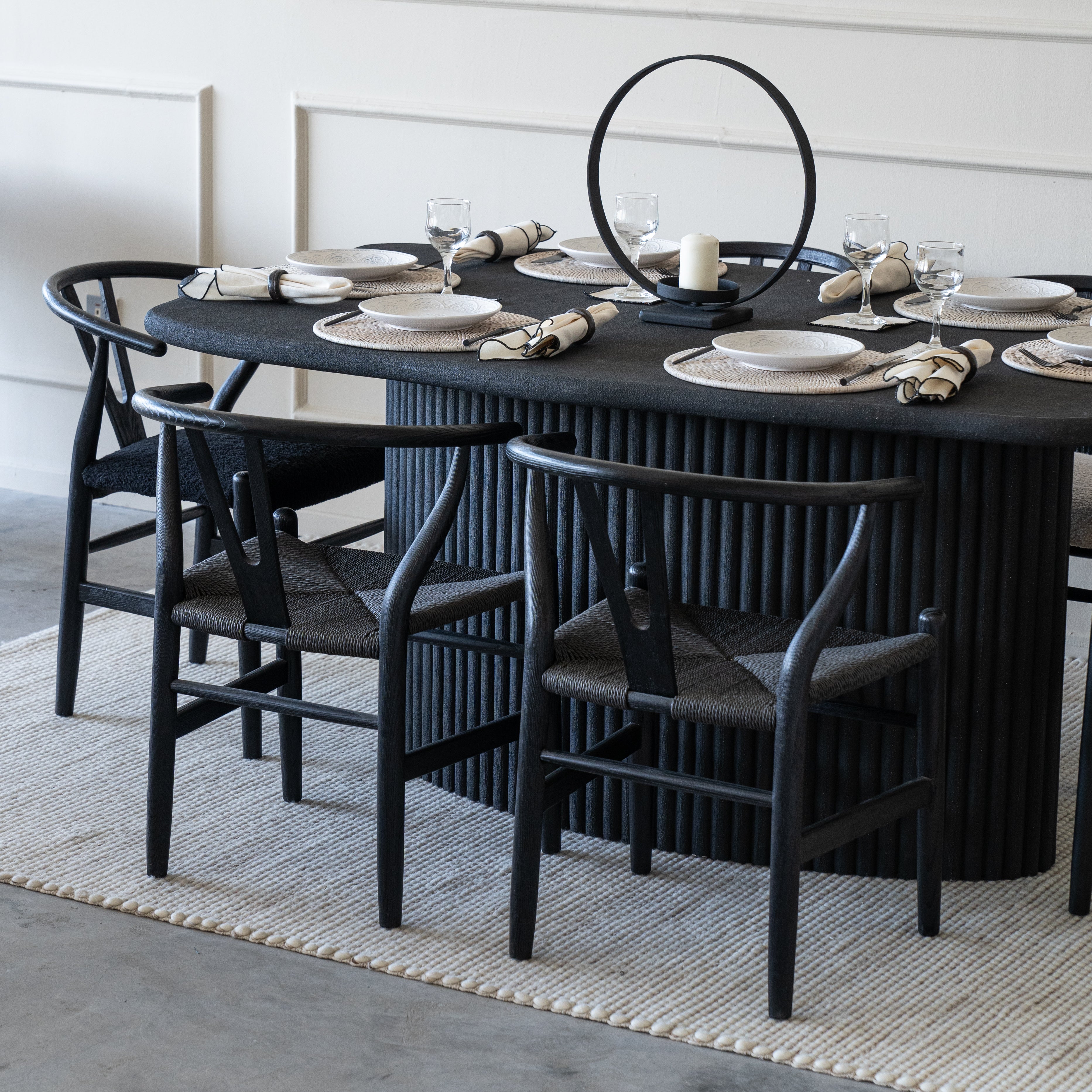 Alaska Dining Table Fluted Base / Edge Top - Black - - WS Living Furniture Furniture Store in Dubai