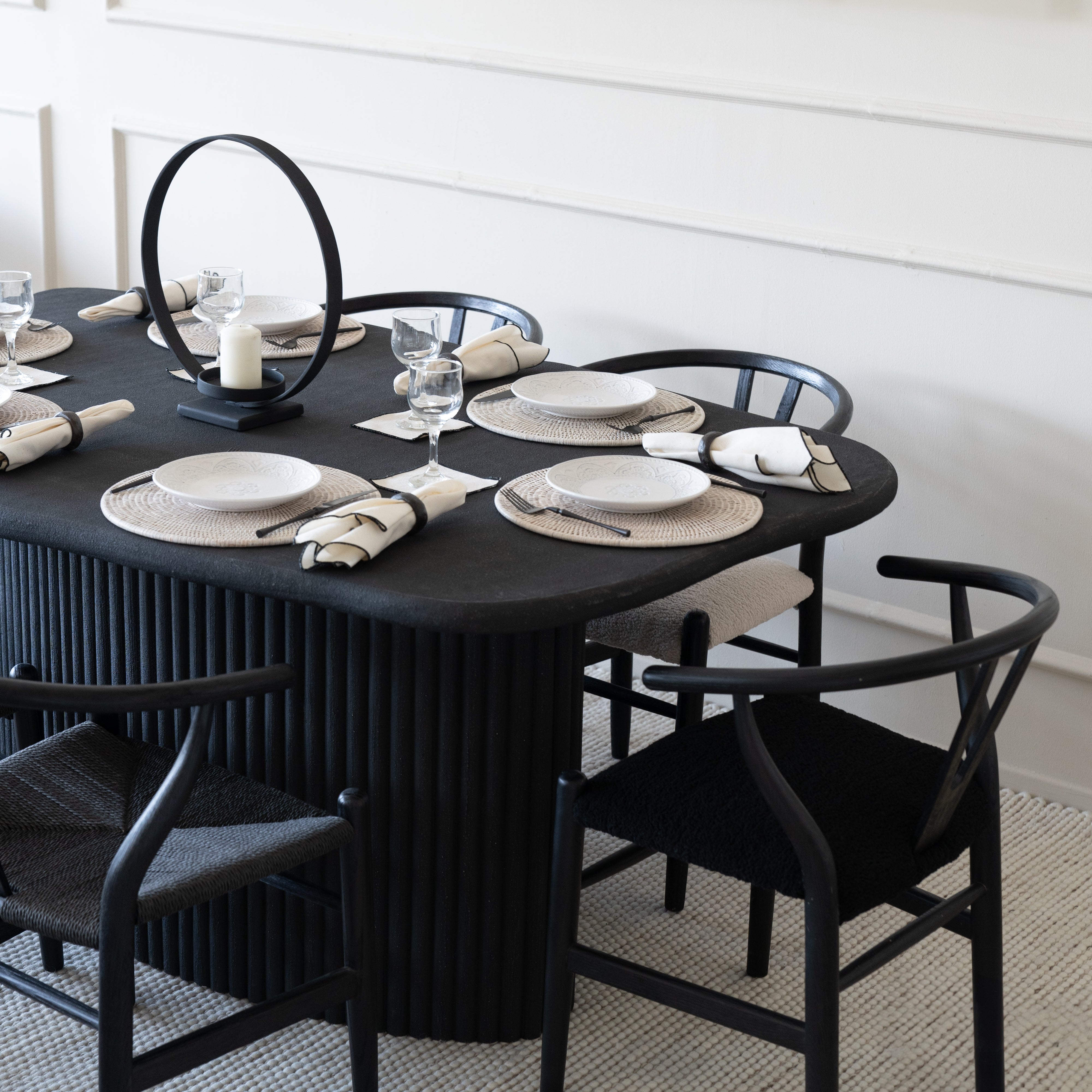 Alaska Dining Table Fluted Base / Edge Top - Black - - WS Living Furniture Furniture Store in Dubai
