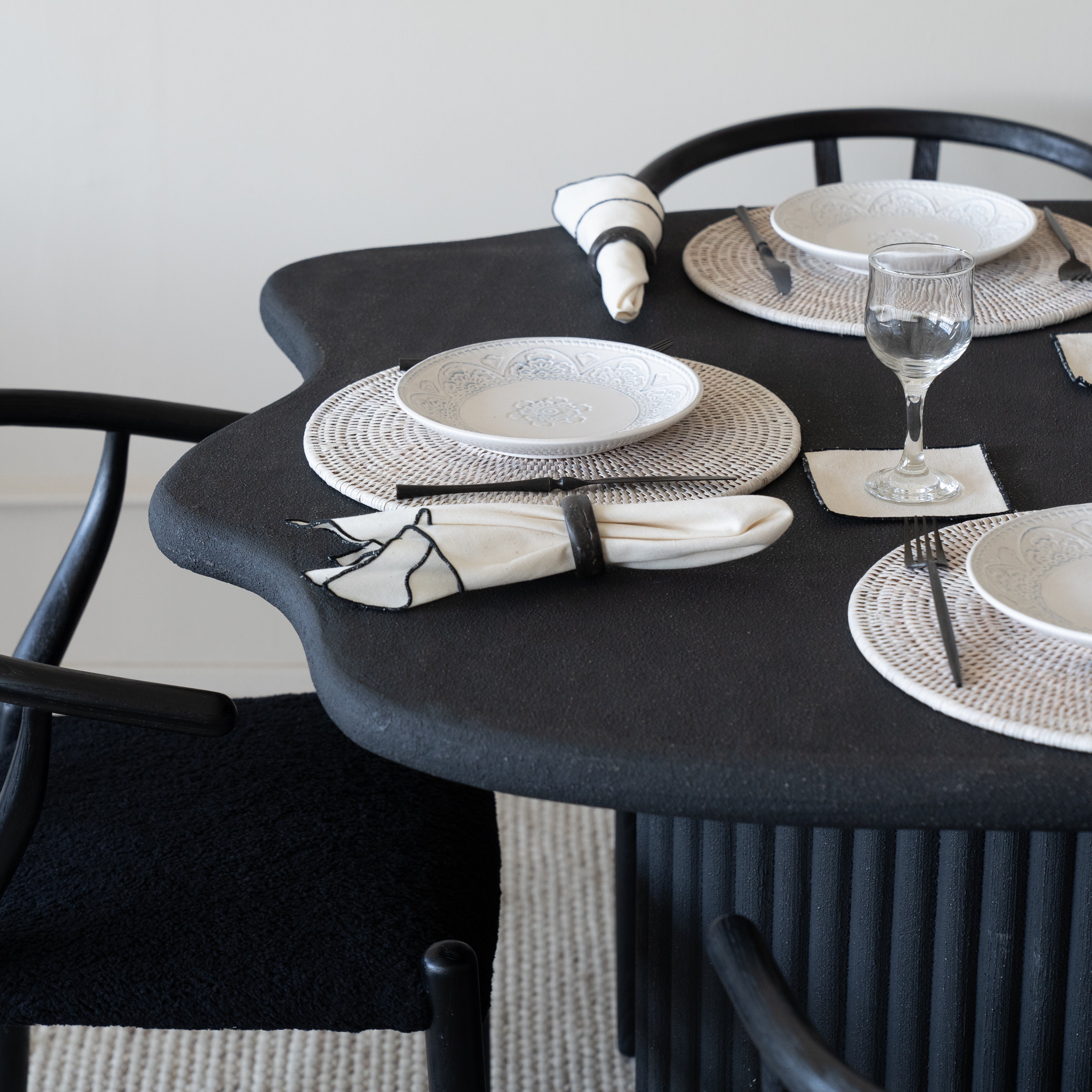 Alaska Dining Table Fluted Base / Edge Top - Black - - WS Living Furniture Furniture Store in Dubai
