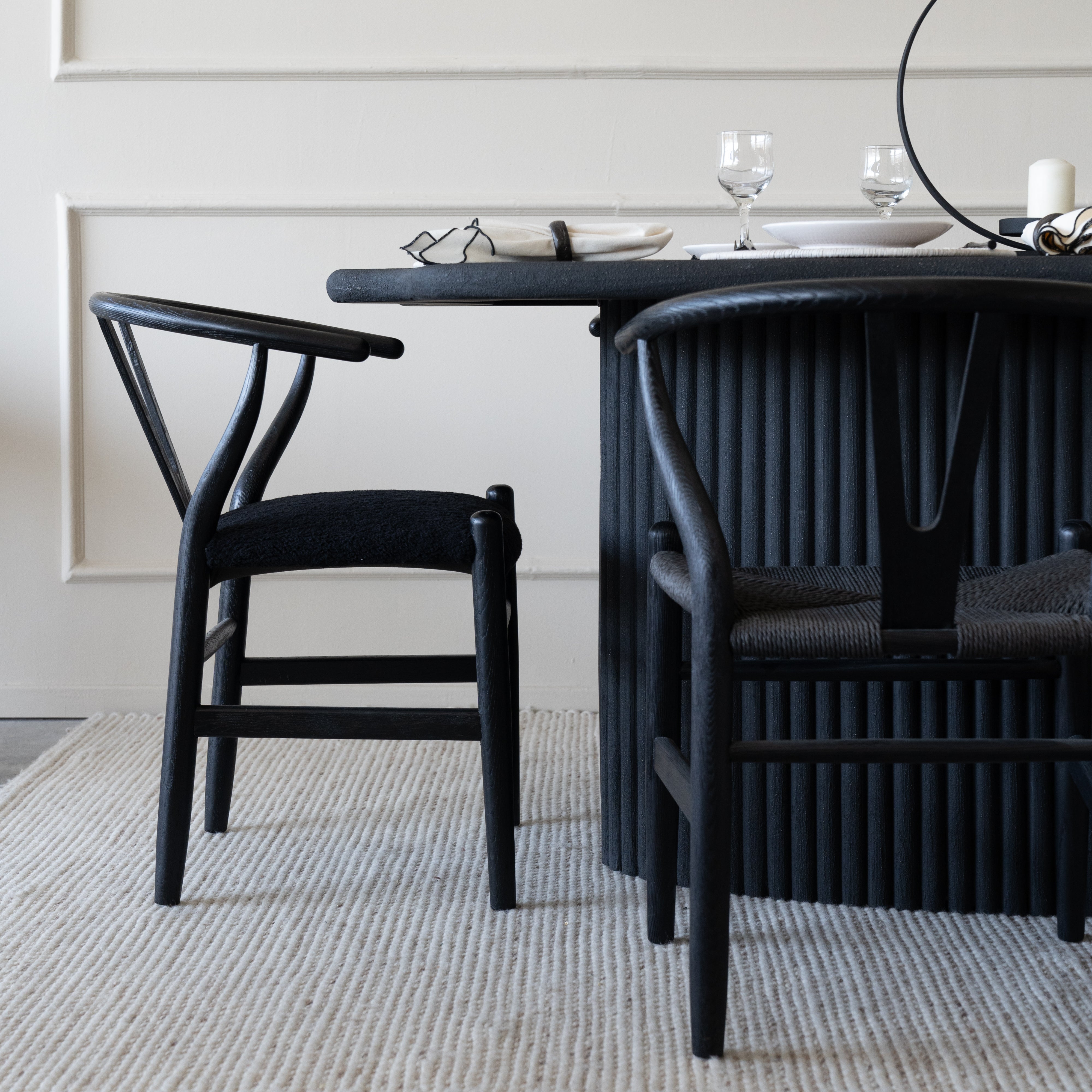 Alaska Dining Table Fluted Base / Edge Top - Black - - WS Living Furniture Furniture Store in Dubai