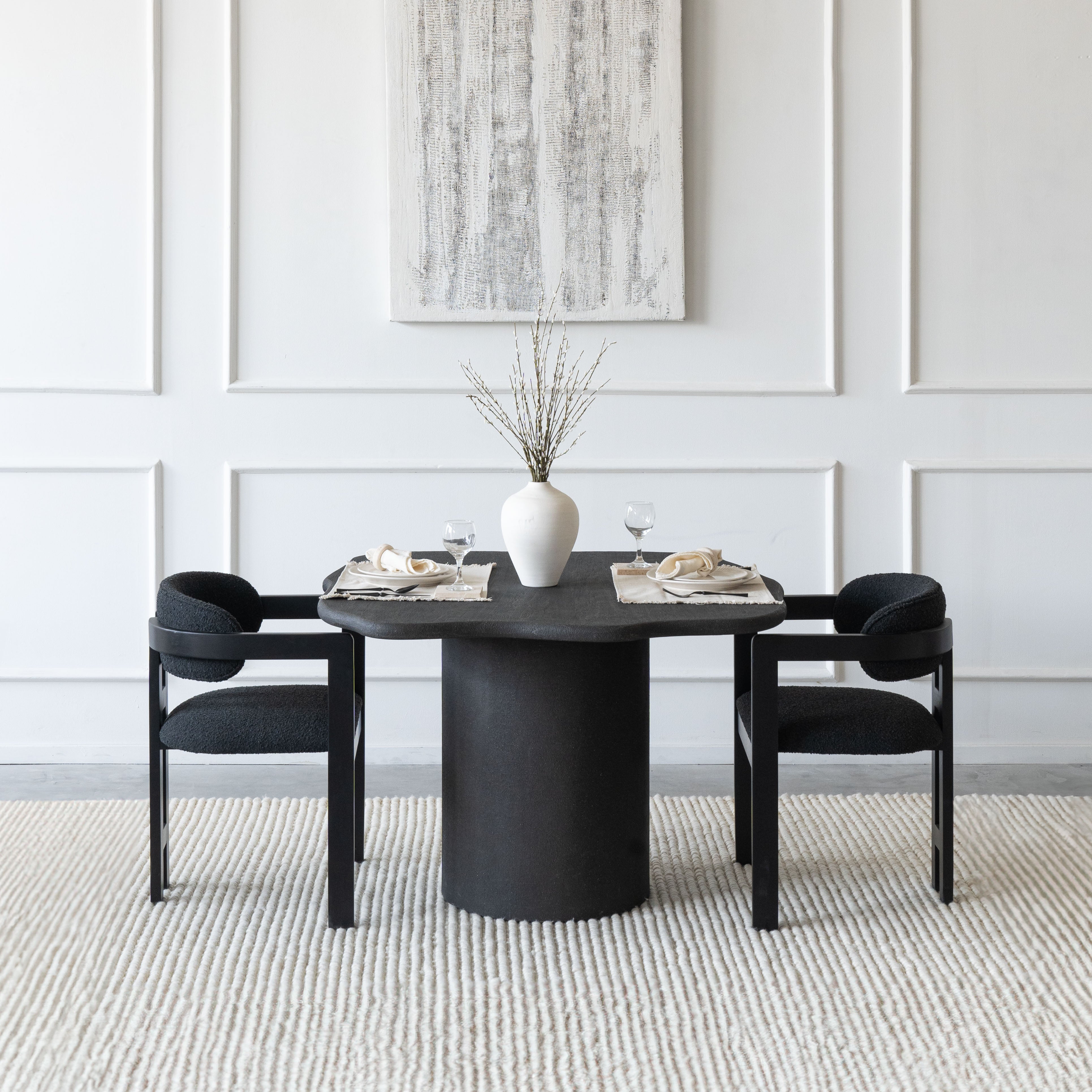 Alaska Black Edge Wood Dining Table - - WS Living Furniture Furniture Store in Dubai