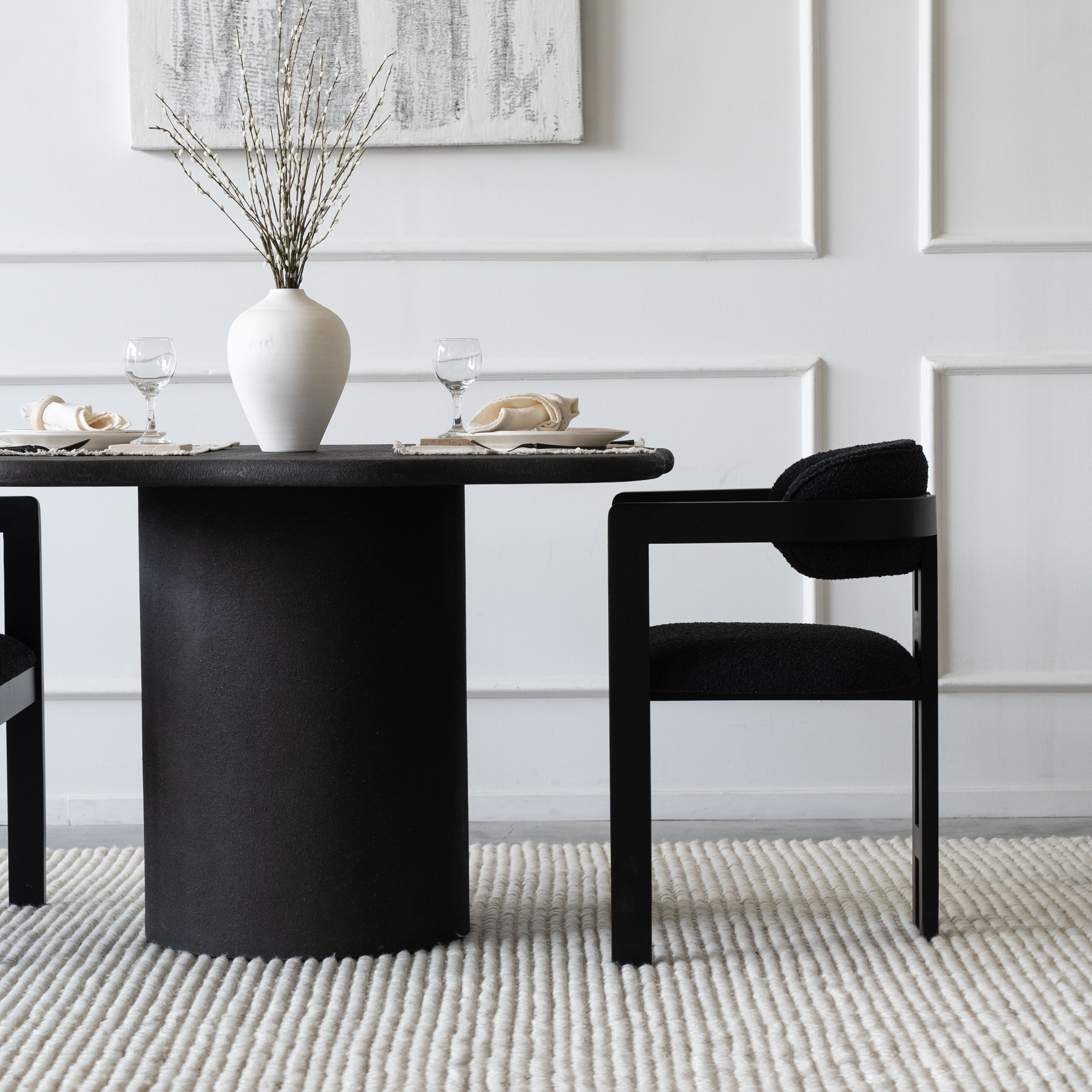 Alaska Black Edge Wood Dining Table - - WS Living - UAE Modern Home Furniture Stores in Dubai