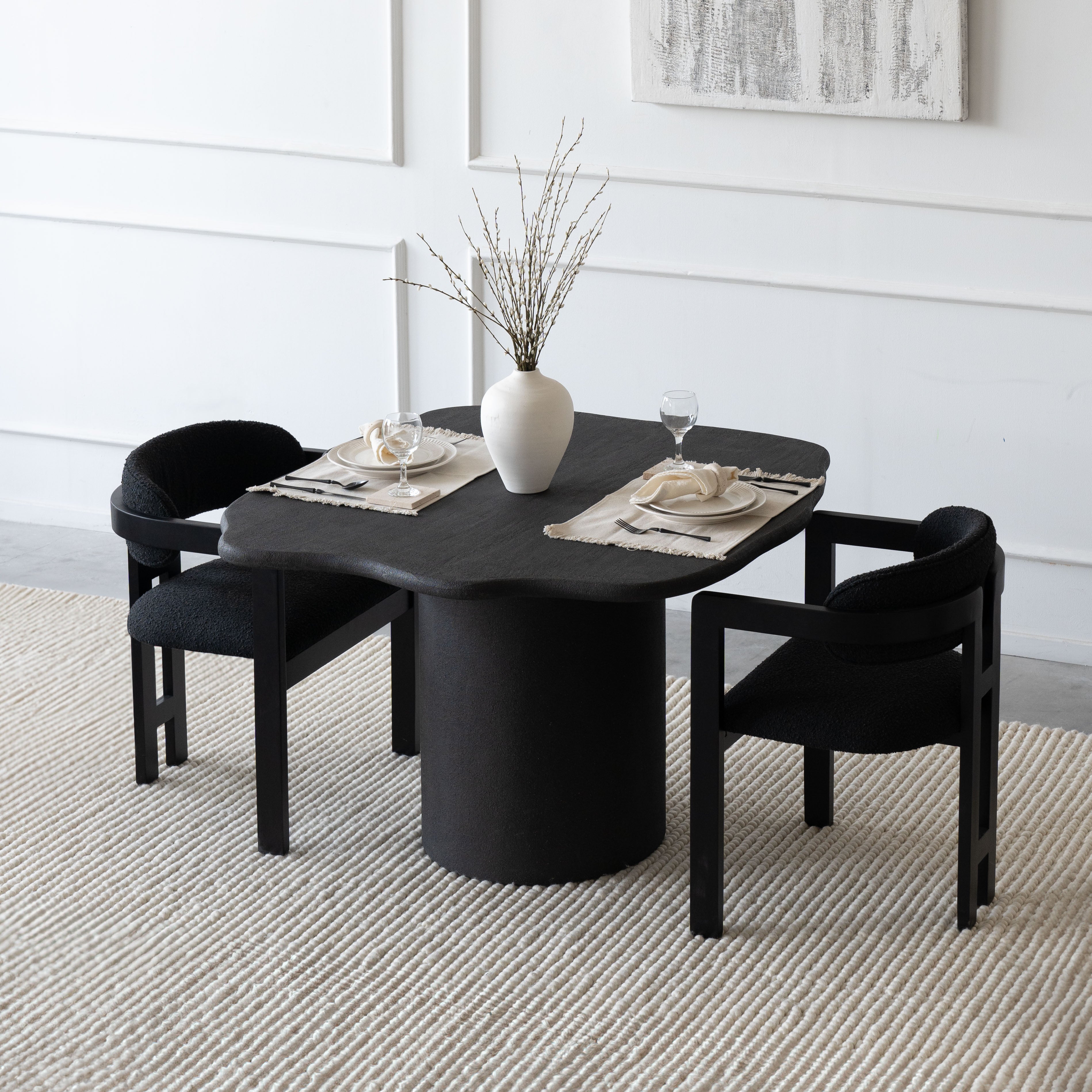 Alaska Black Edge Wood Dining Table - - WS Living Furniture Furniture Store in Dubai