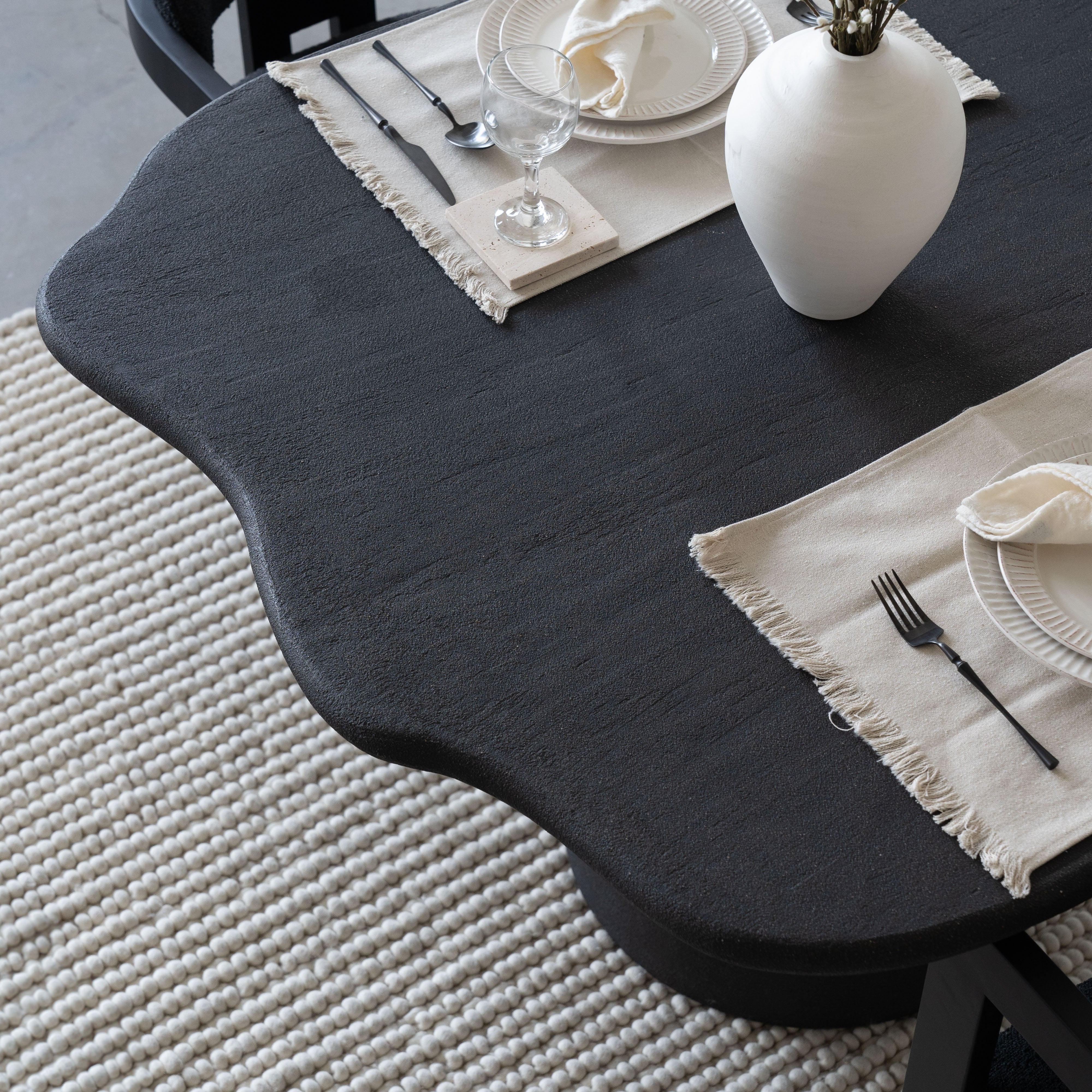 Alaska Black Edge Wood Dining Table - - WS Living - UAE Modern Home Furniture Stores in Dubai