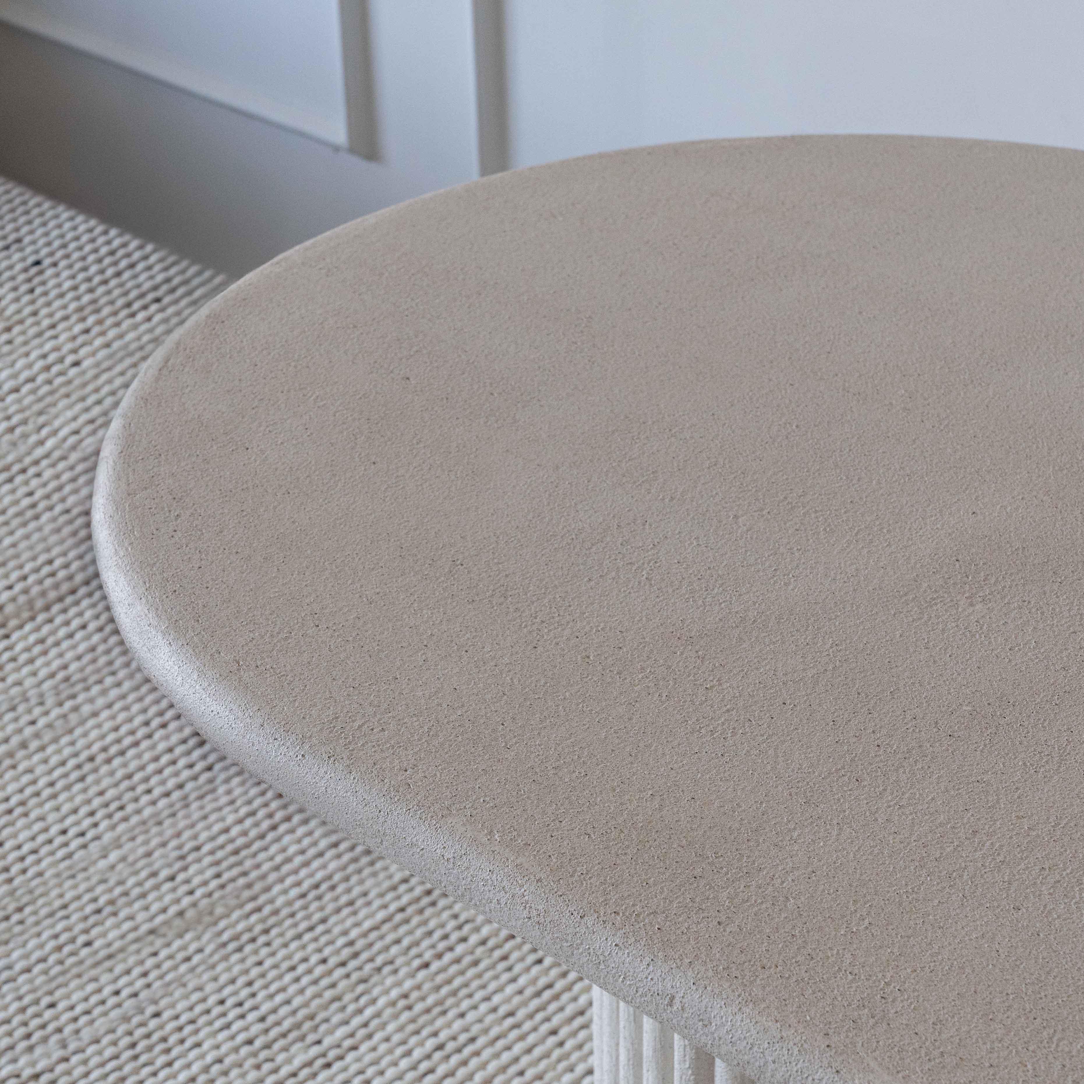 Modern Ivory Alaska Wood & Fluted Base Oval Dining Table - Dining Table - WS Living Furniture Furniture Store in Dubai