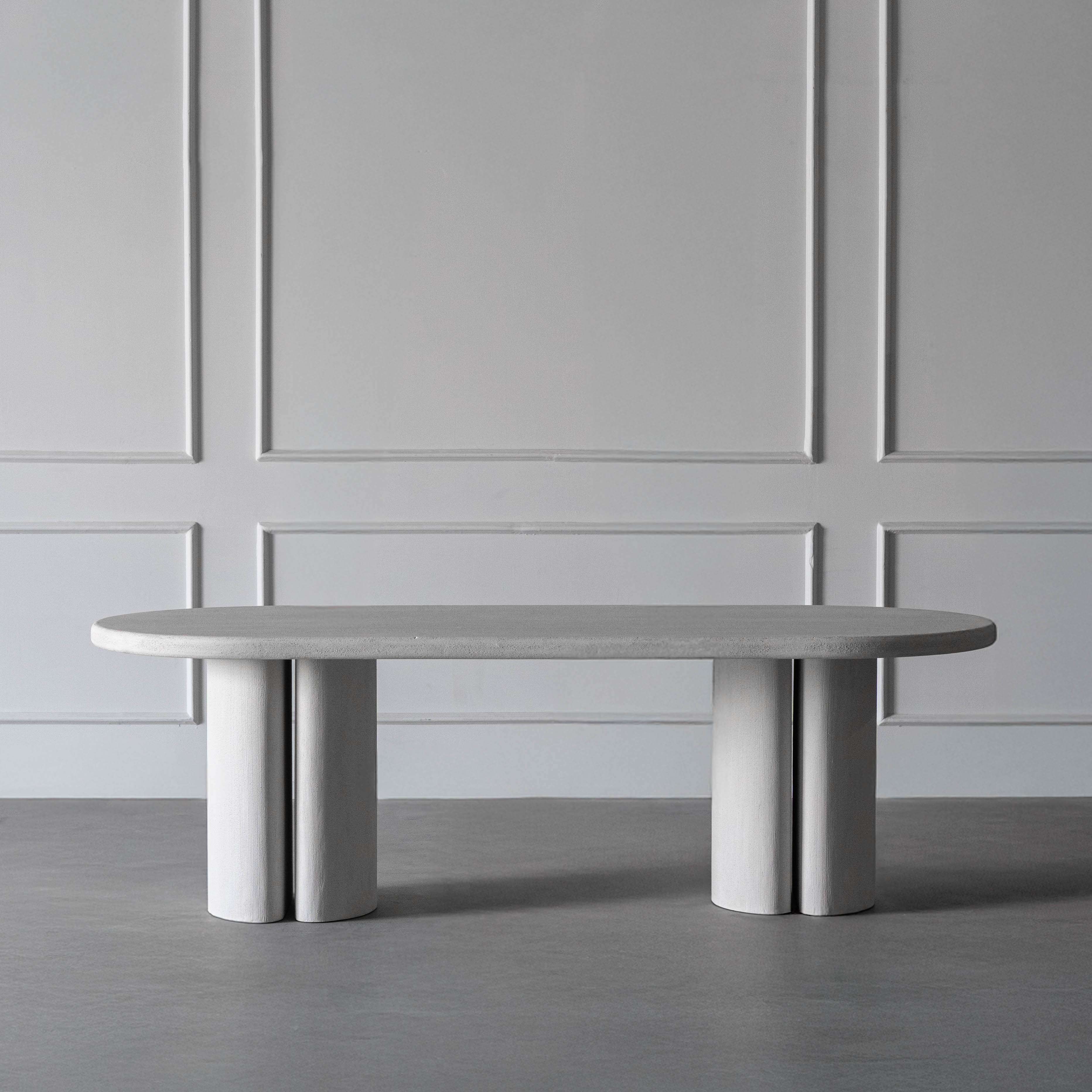 Lego Alaska Two Base Oval Top Dining Table - White - Dining Table - WS Living Furniture Furniture Store in Dubai