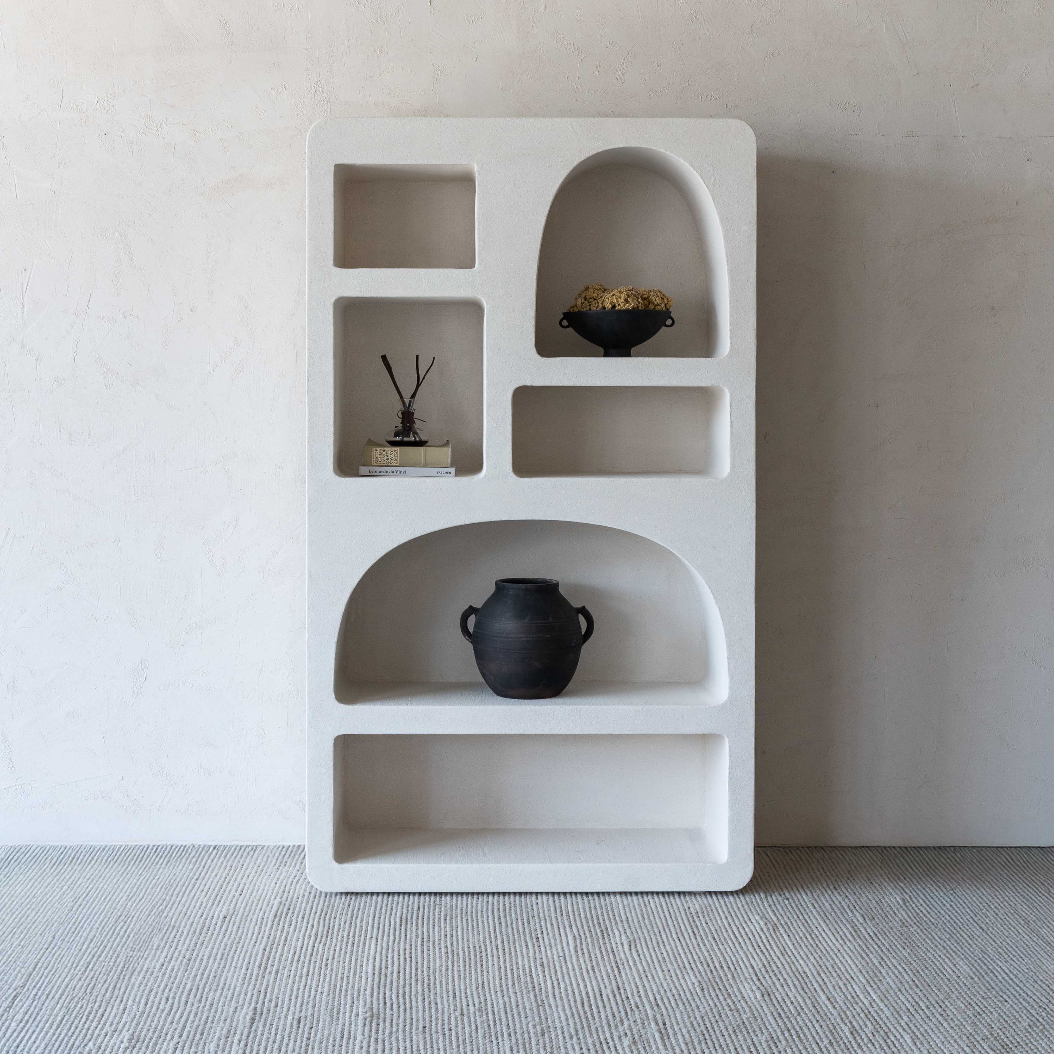 Alaska Wood Handcrafted Curve Edge Niche Book Shelf | Storage - Shelf - WS Living Furniture Furniture Store in Dubai