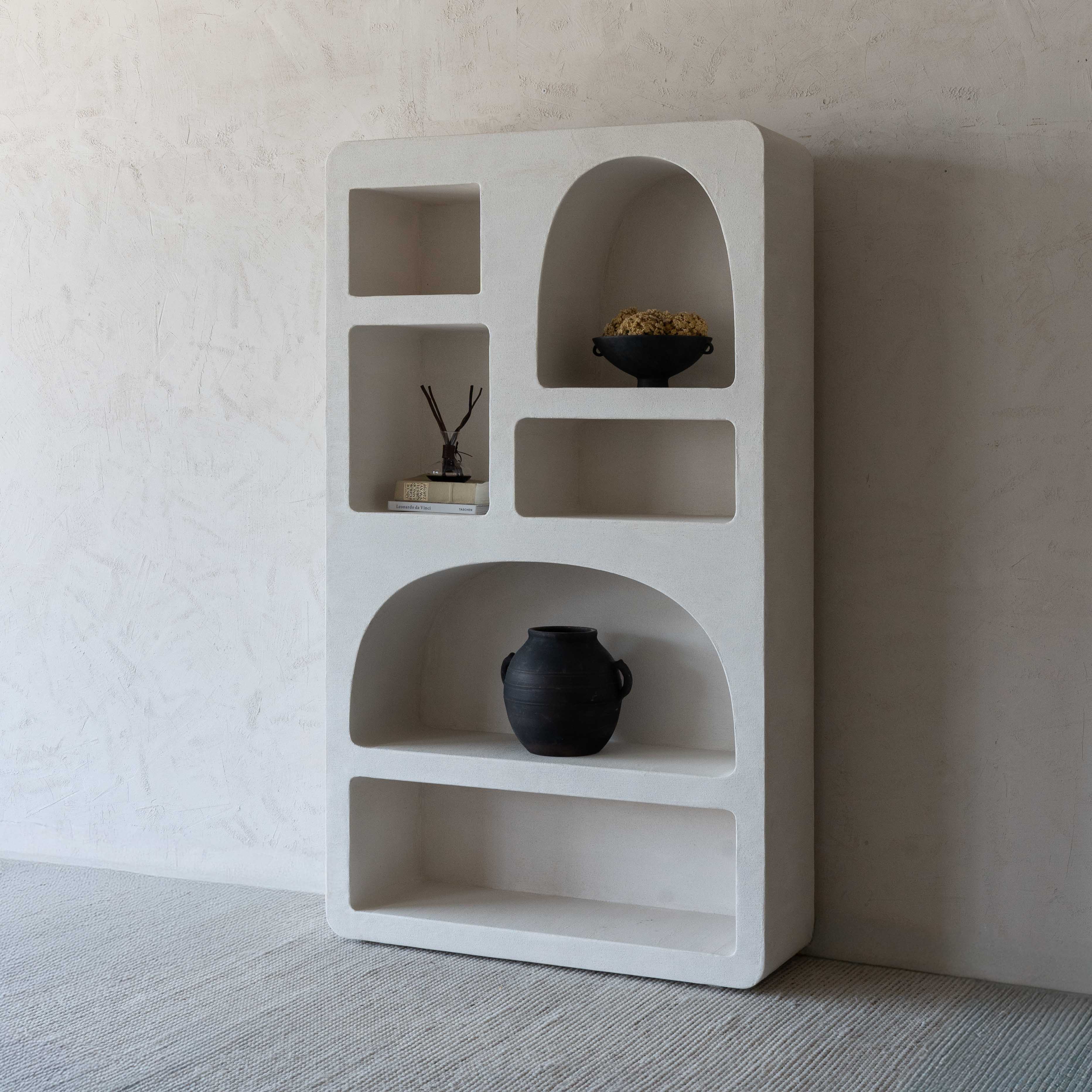 Alaska Wood Handcrafted Curve Edge Niche Book Shelf | Storage - Shelf - WS Living Furniture Furniture Store in Dubai