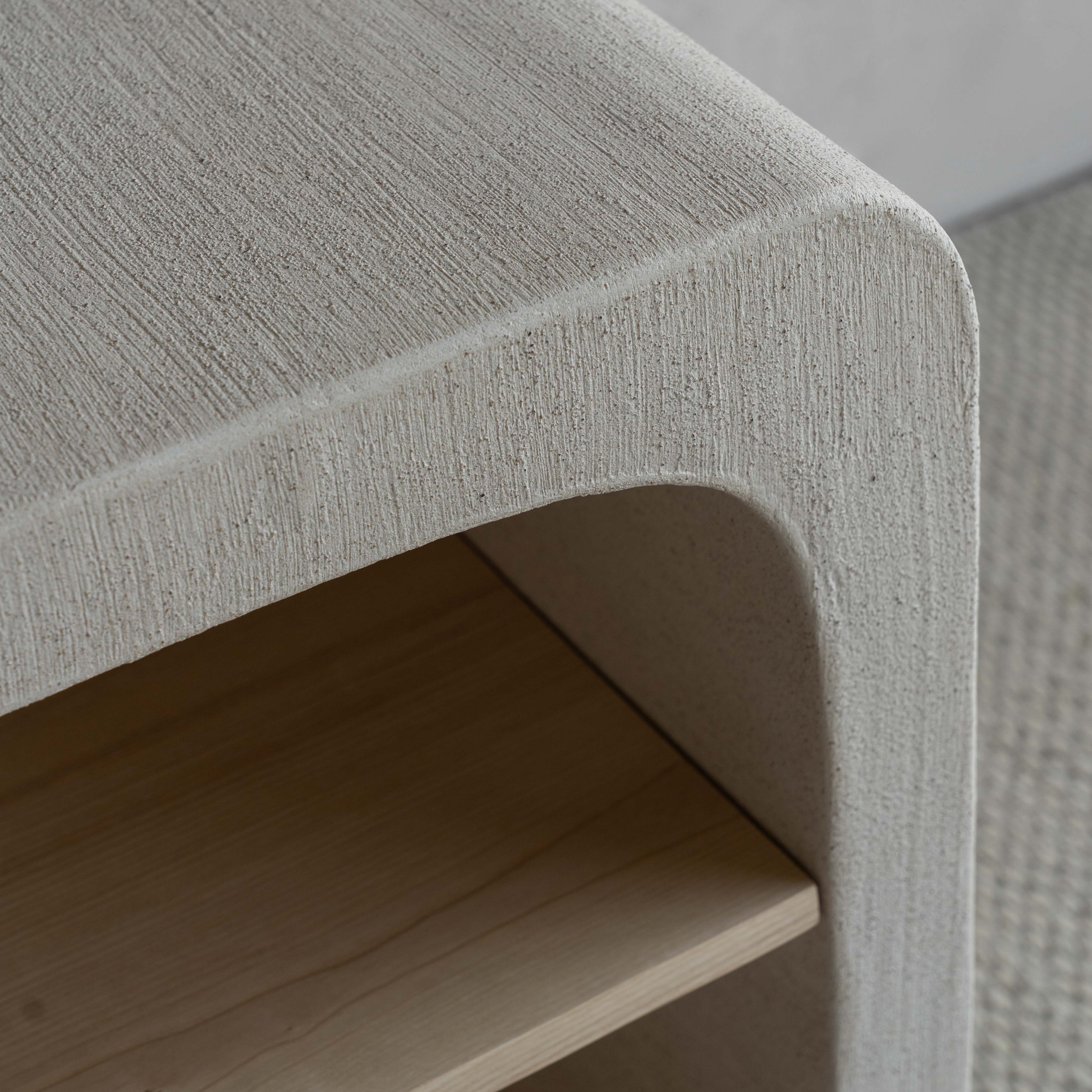 Alaska Curved Niche Bed Side Table With Wood Shelf - Bed Side Table - WS Living Furniture Furniture Store in Dubai