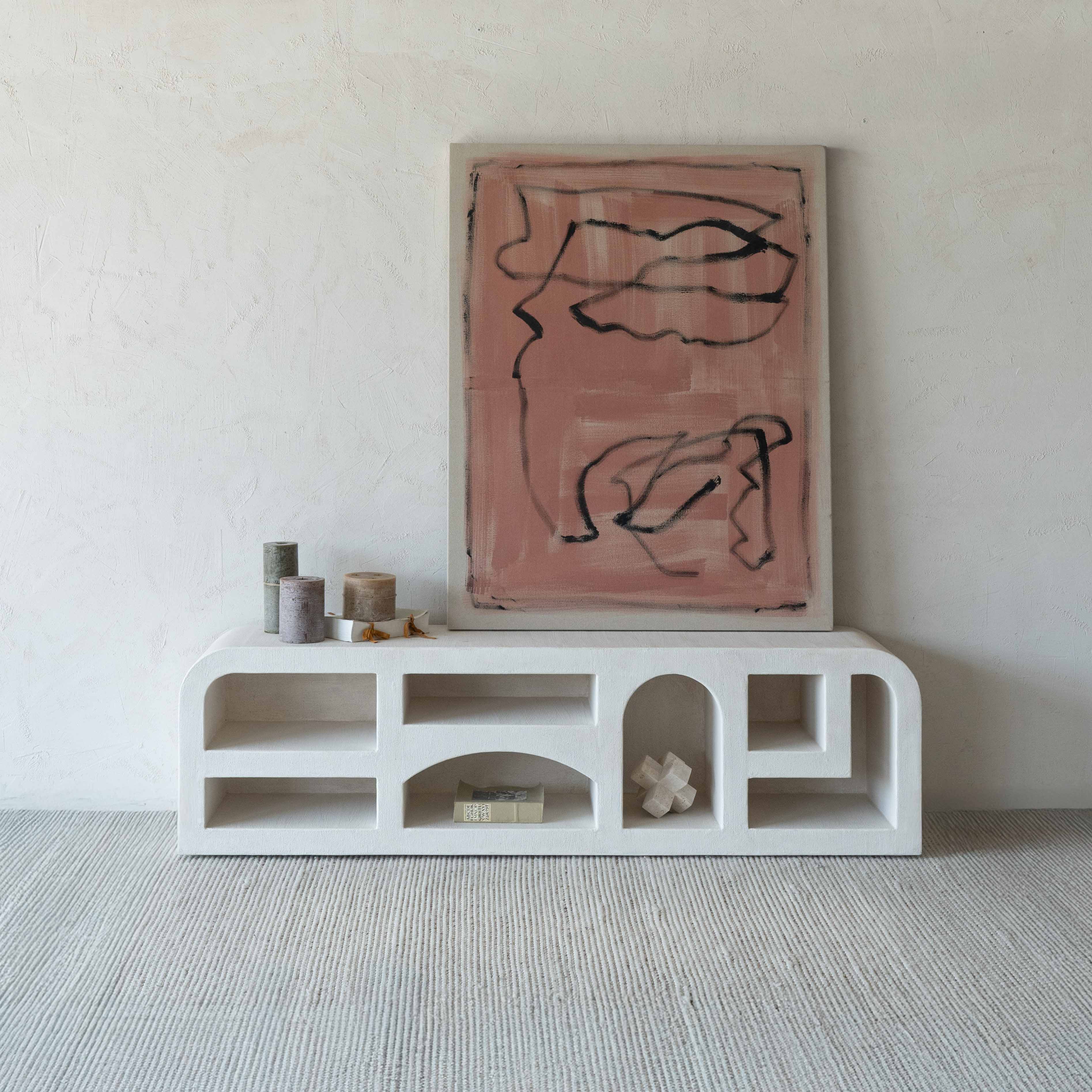 Alaska Wood Curved Edge Niche Multi Column TV Unit - TV Units - WS Living Furniture Furniture Store in Dubai