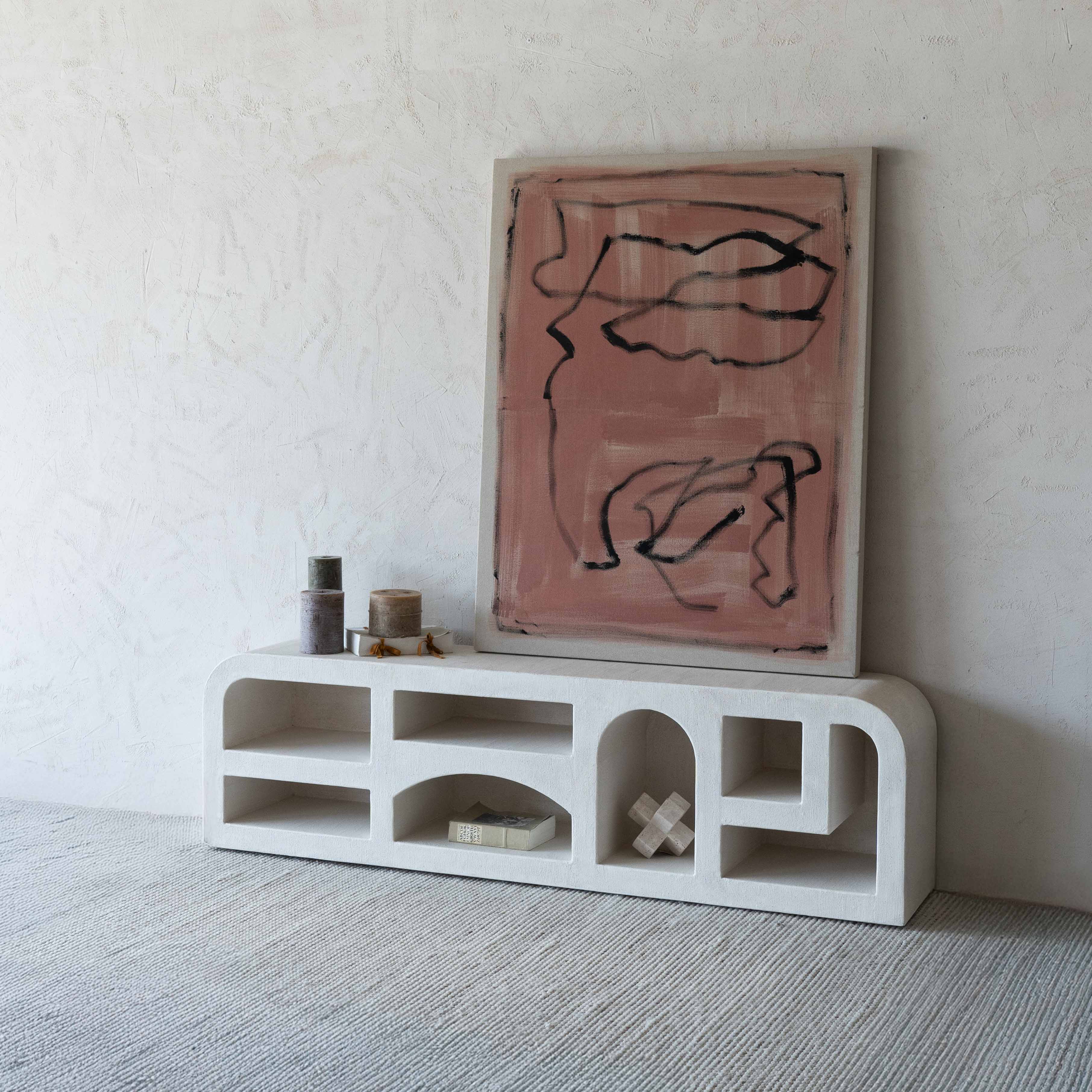 Alaska Wood Curved Edge Niche Multi Column TV Unit - TV Units - WS Living Furniture Furniture Store in Dubai