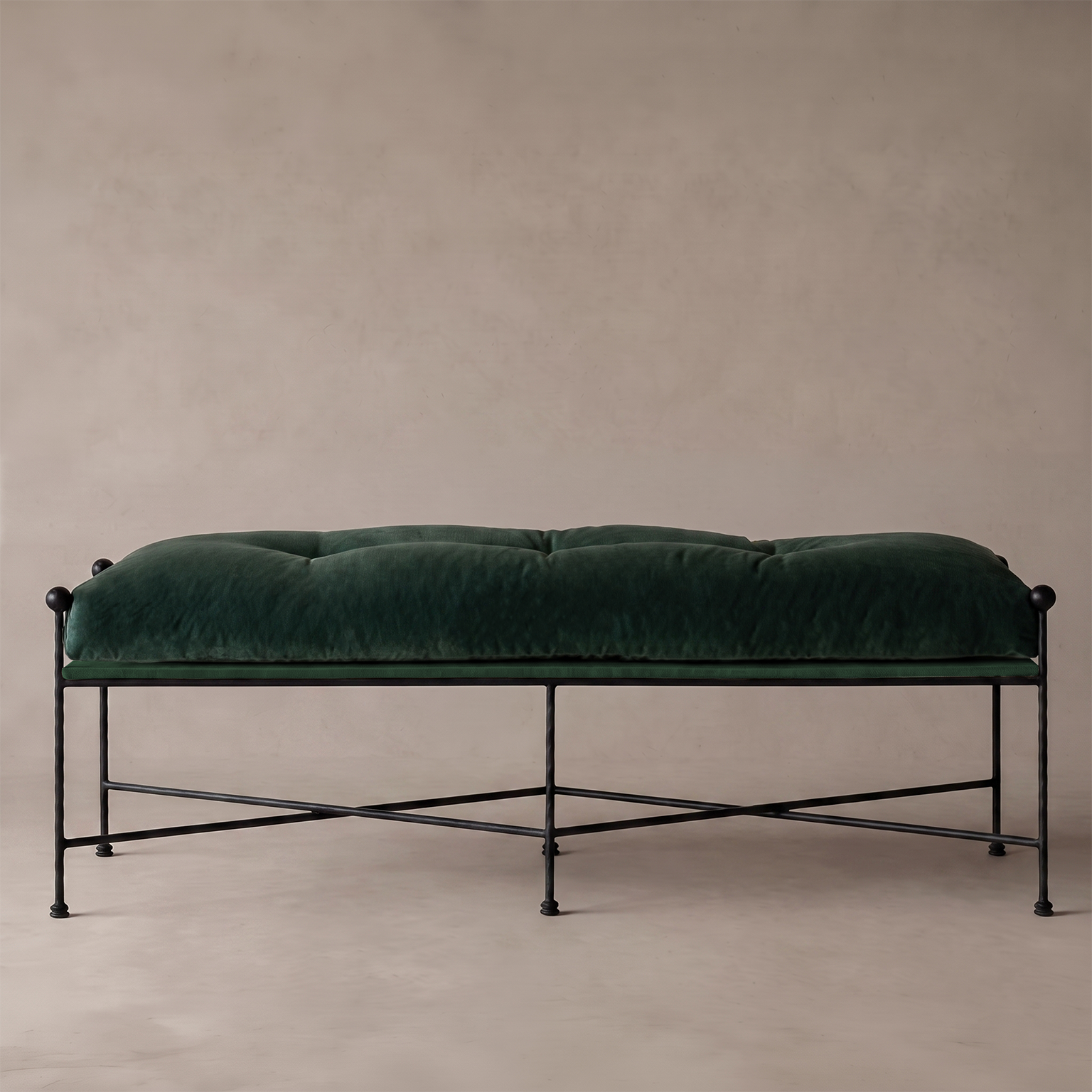 Alden Neo-Classical Upholstered Bench - GREEN