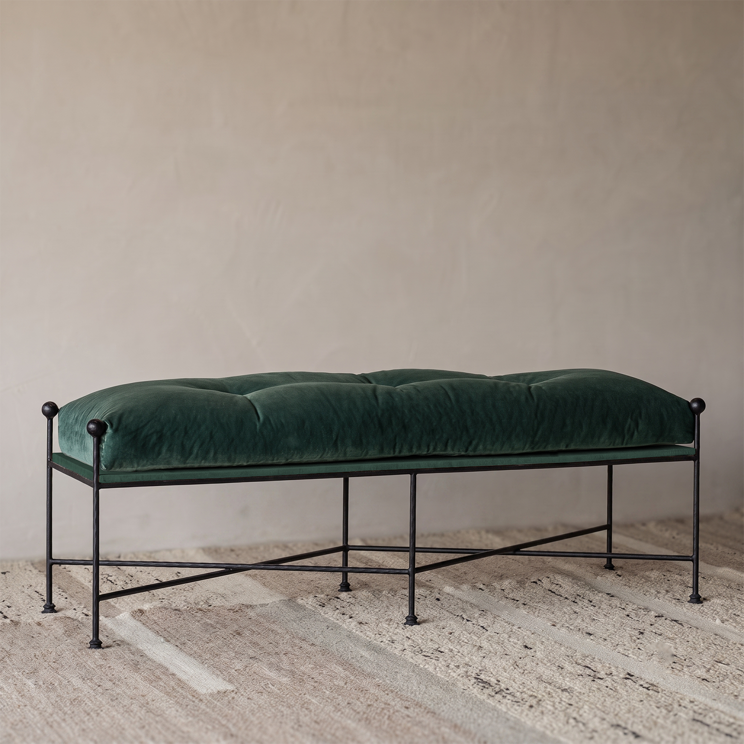Alden Neo-Classical Upholstered Bench - GREEN