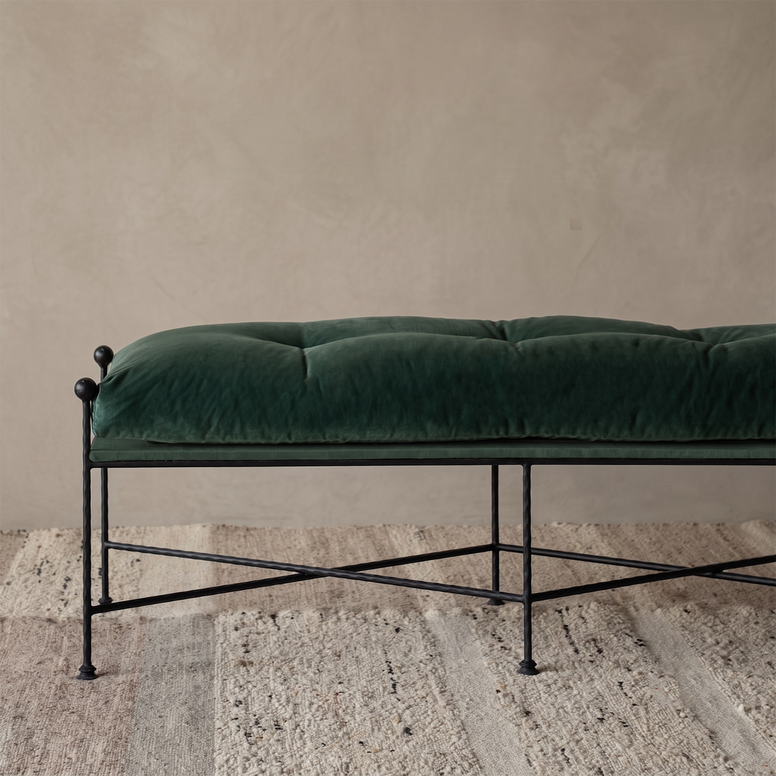 Alden Neo-Classical Upholstered Bench - GREEN