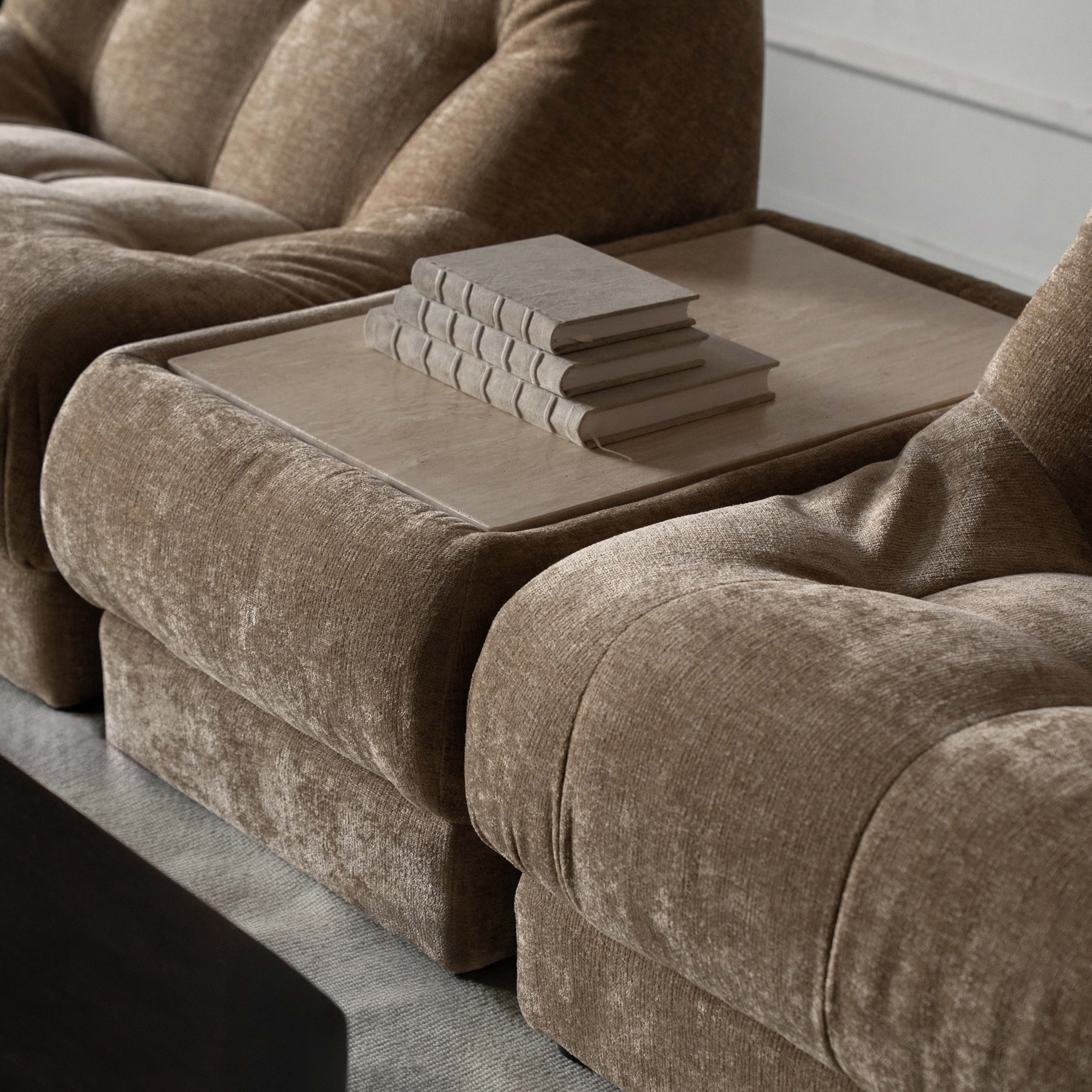 Alistair Travertine Marble Top Sofa Side Table