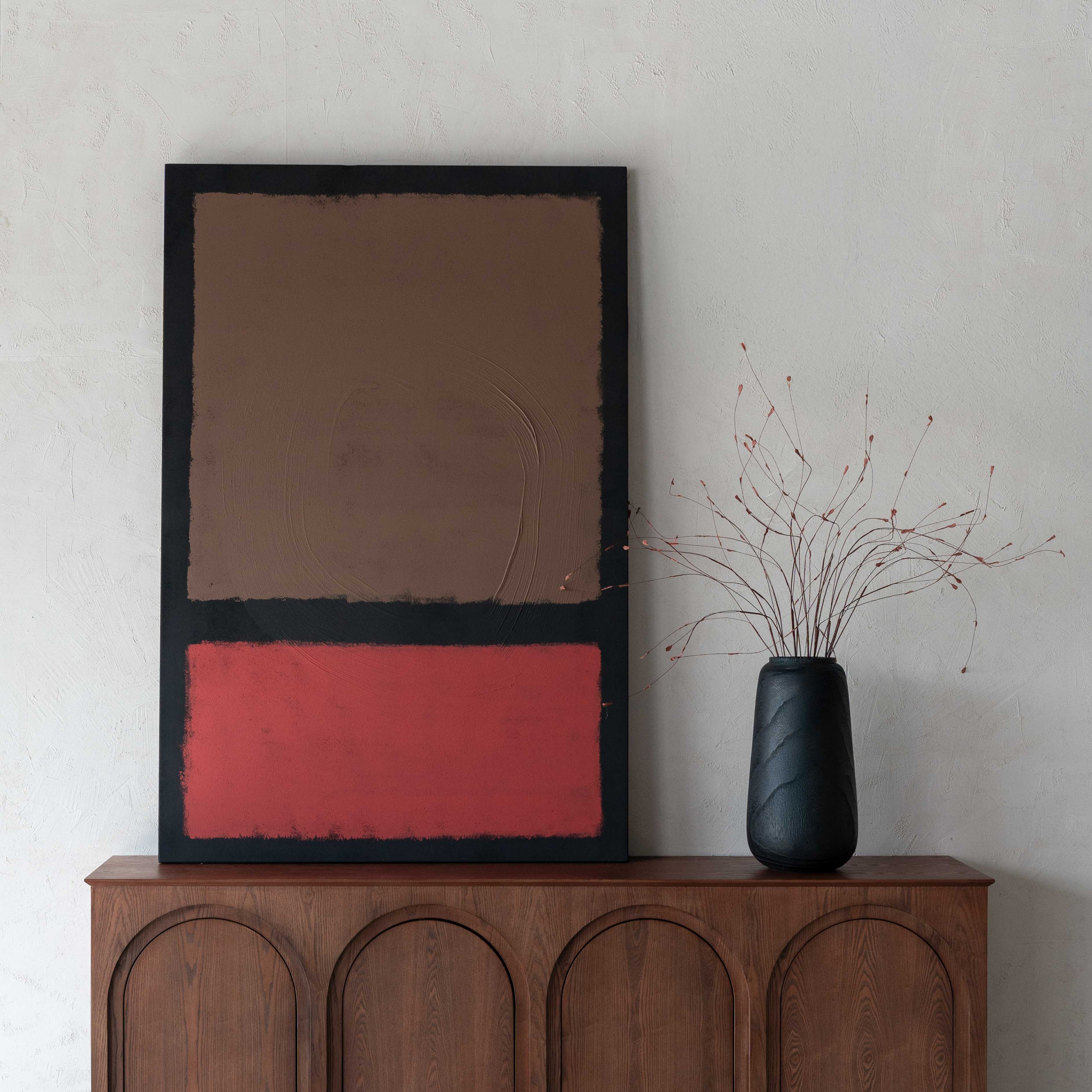 Allergo Red & Black Hand Painted Wall Art Painting - Art Paintings - WS Living - UAE Home Furniture Stores in Dubai