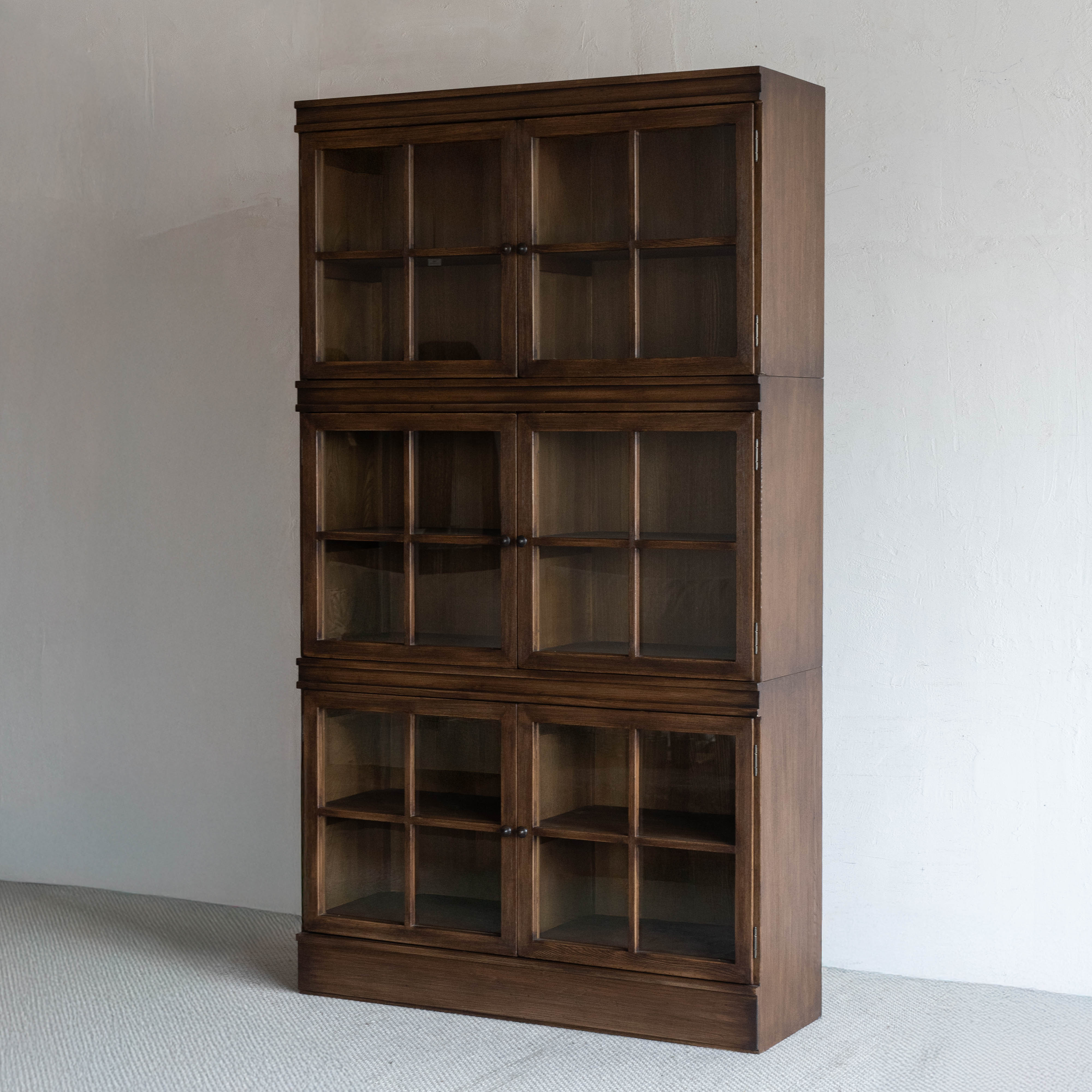 Amari Solid Oak Wood Glass Door Display Cabinet