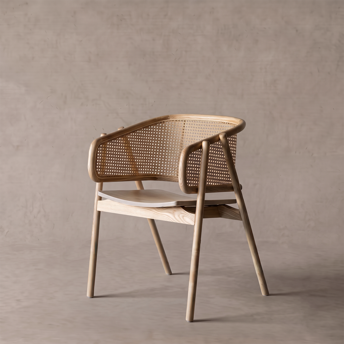Amber Rest Solid Ash Wood Rattan Dining Chair w/Armrest - Lj1025
