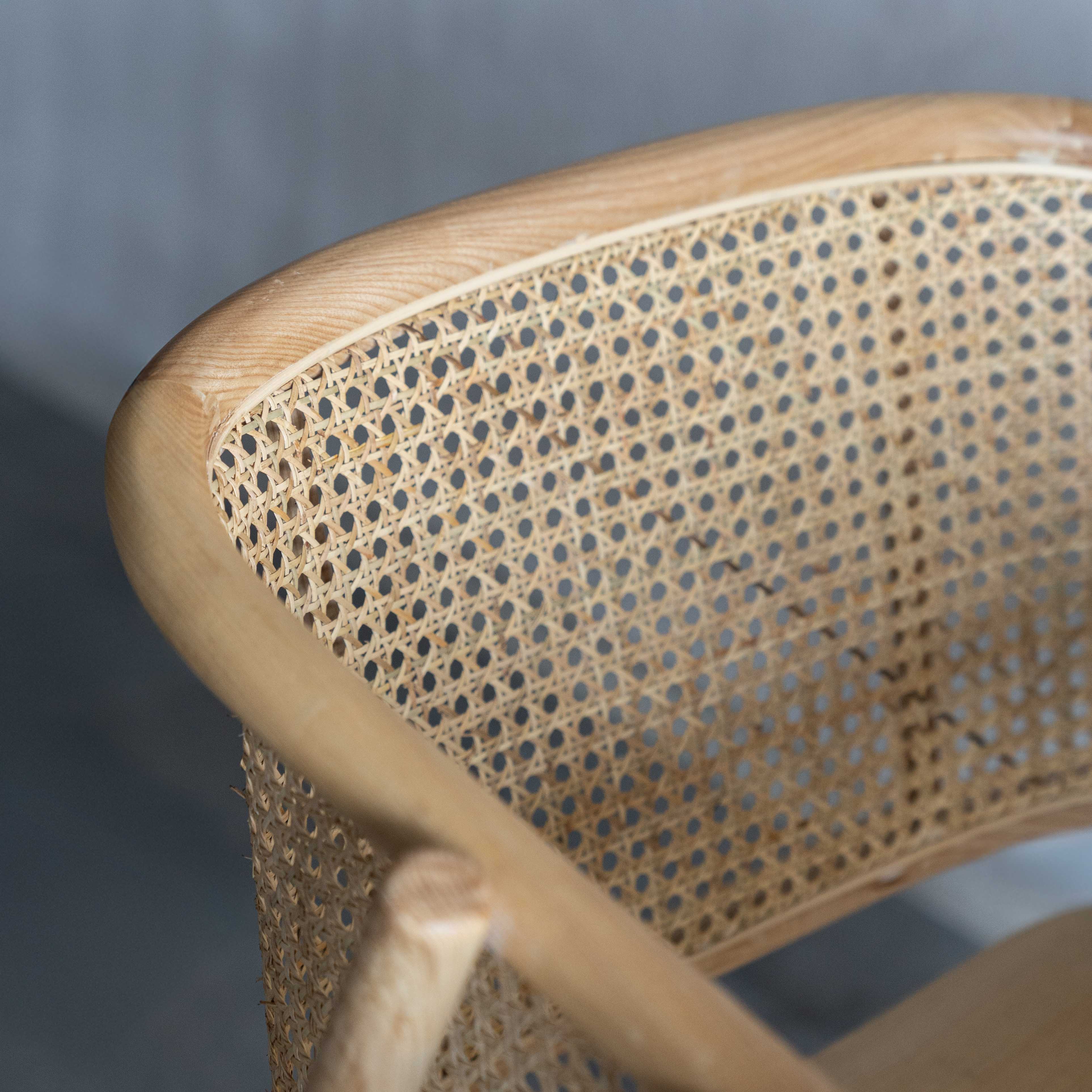 Amber Rest Solid Ash Wood Rattan Dining Chair w/Armrest - Lj1025 - Dining Chairs - WS Living Furniture Furniture Store in Dubai