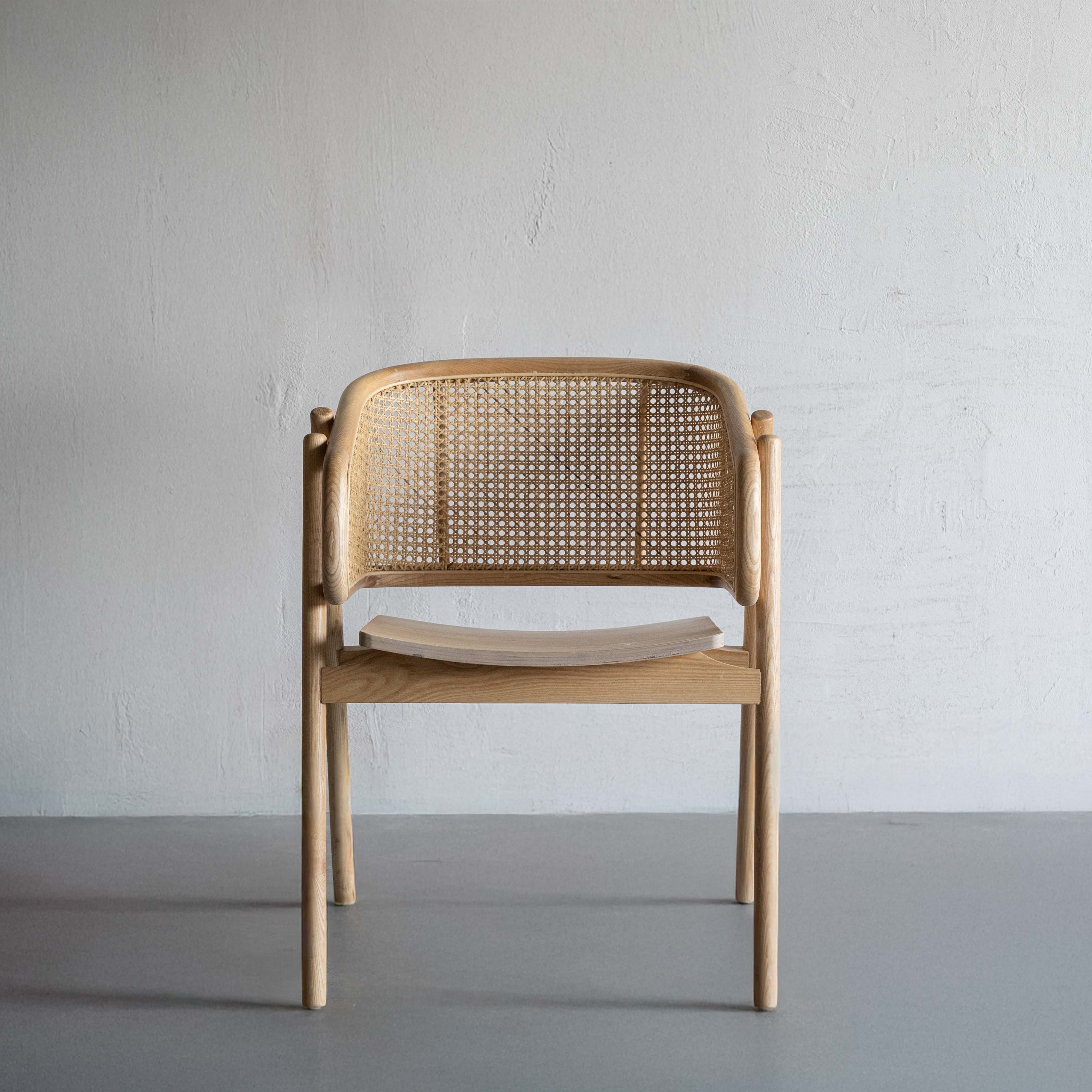 Amber Rest Solid Ash Wood Rattan Dining Chair w/Armrest - Lj1025 - Dining Chairs - WS Living Furniture Furniture Store in Dubai