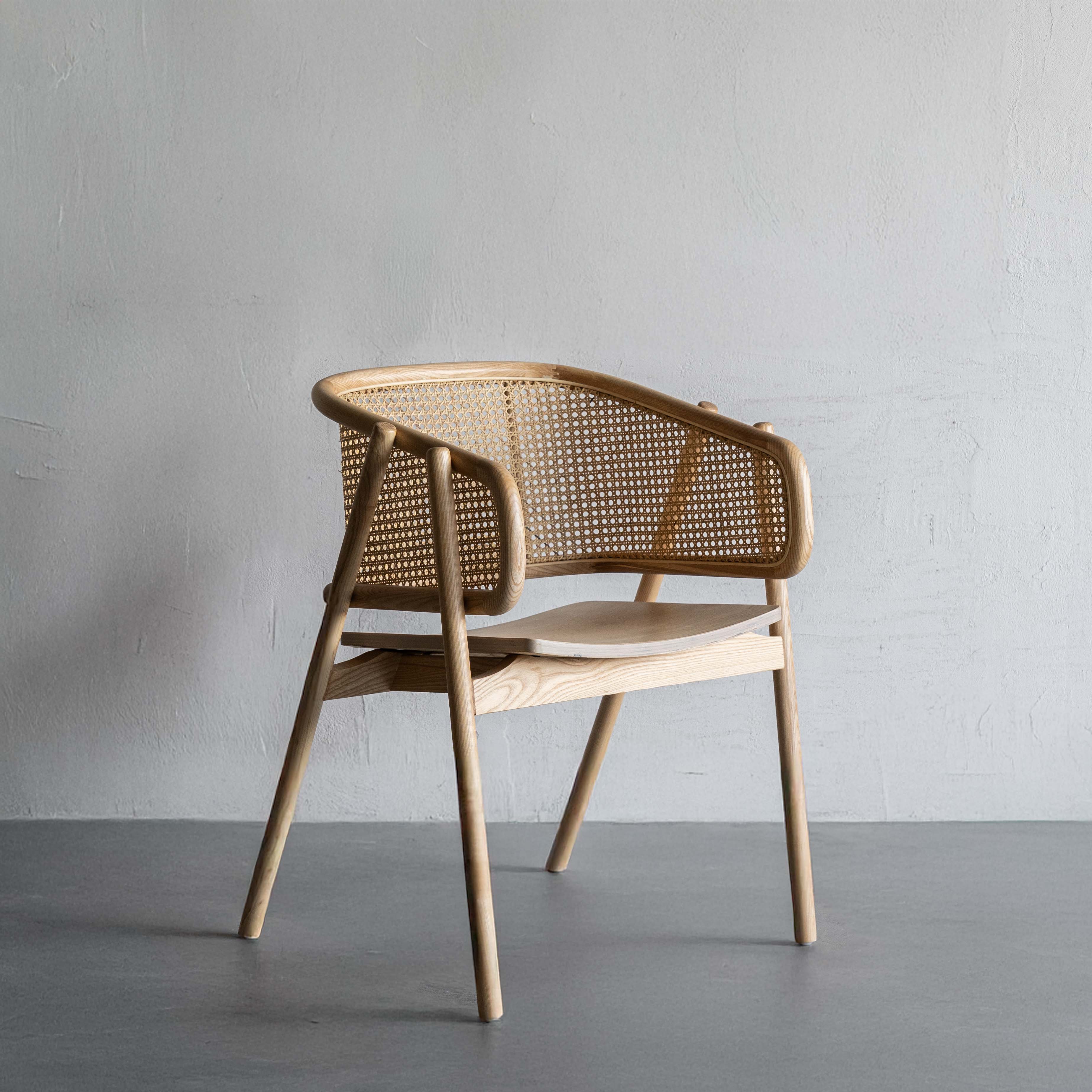 Amber Rest Solid Ash Wood Rattan Dining Chair w/Armrest - Lj1025 - Dining Chairs - WS Living Furniture Furniture Store in Dubai