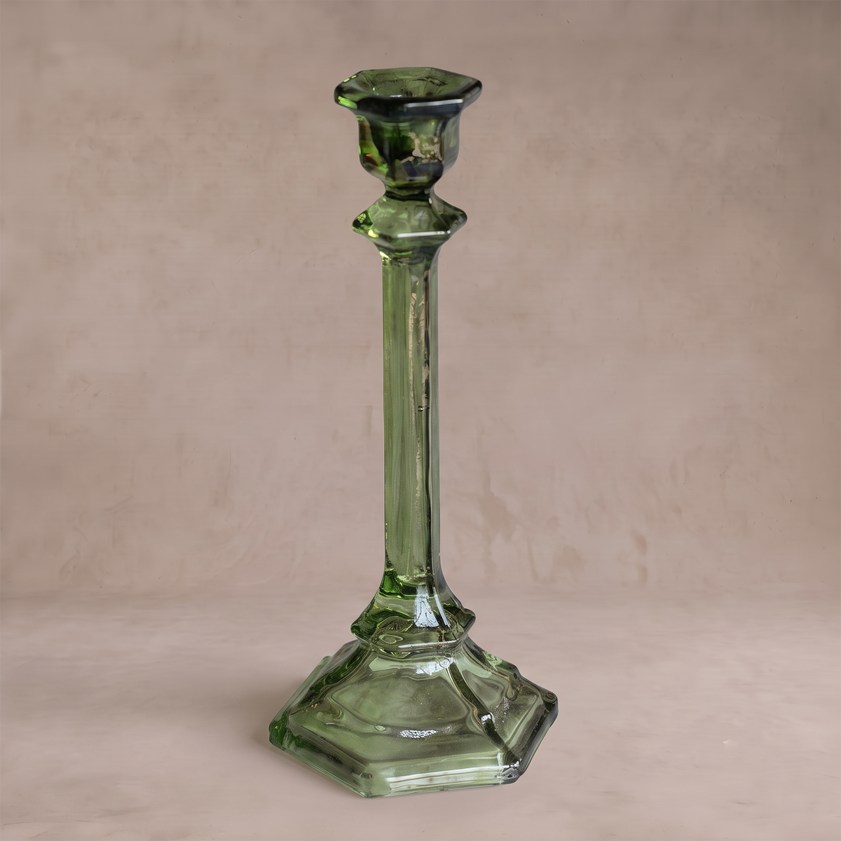 Amelia Green Glass Taper Candle Holder