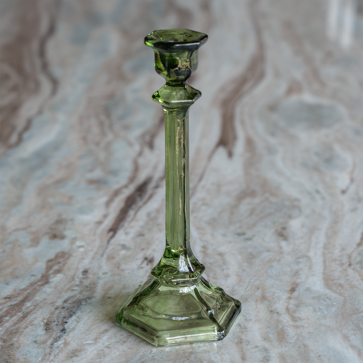 Amelia Green Glass Taper Candle Holder