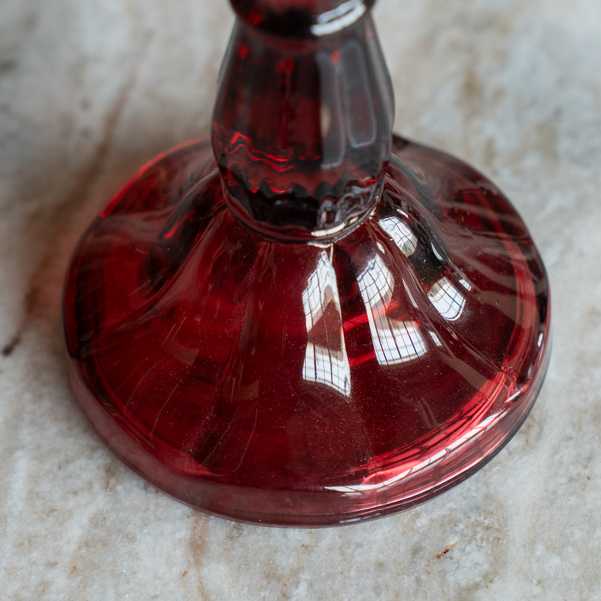 Amelia Tall Red Glass Candlestick