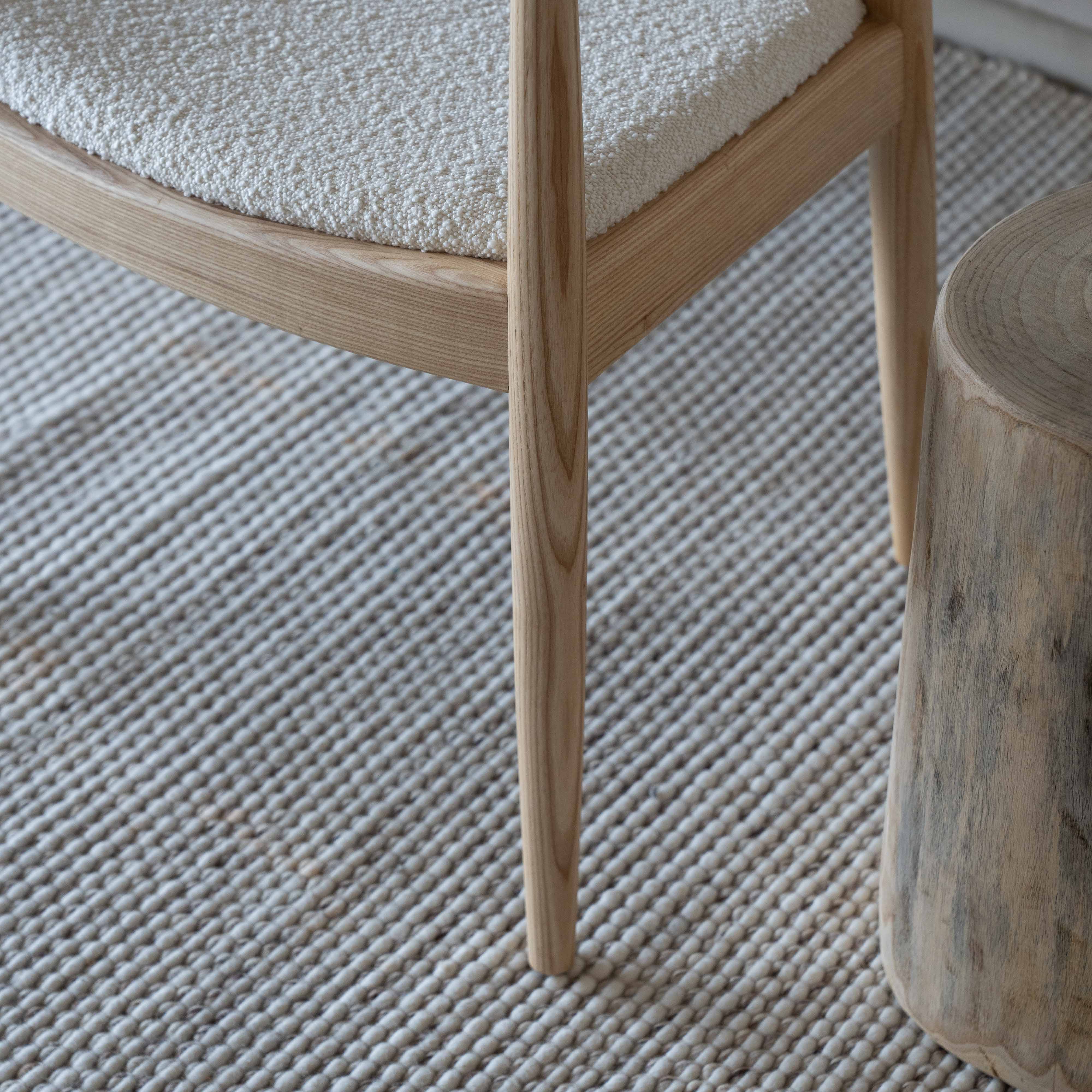 Anata Natural Wood Boucle Dining Chair (CH27.A) - Dining Chairs - WS Living Furniture Furniture Store in Dubai